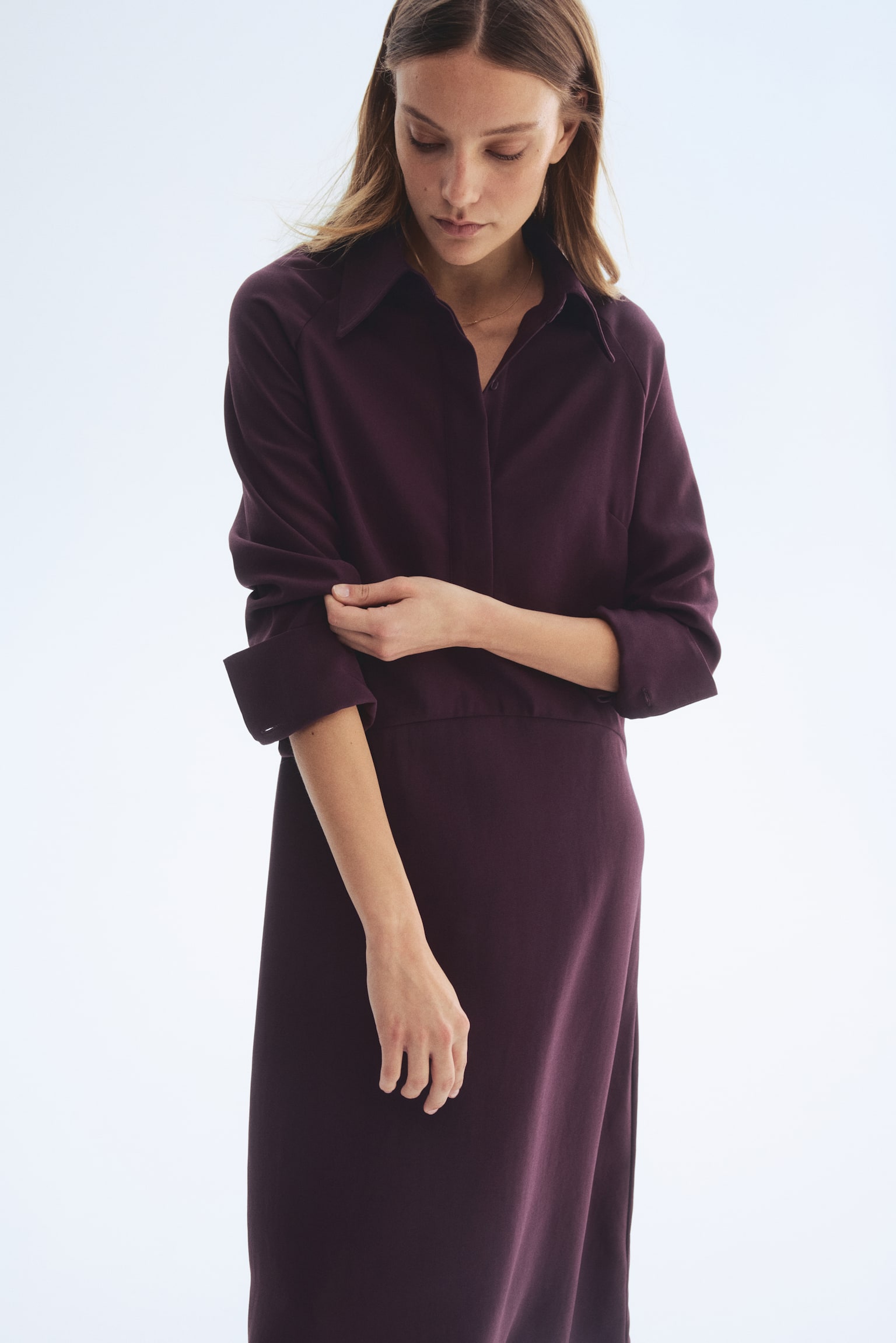 Shirt dress - Burgundy/Black - 3