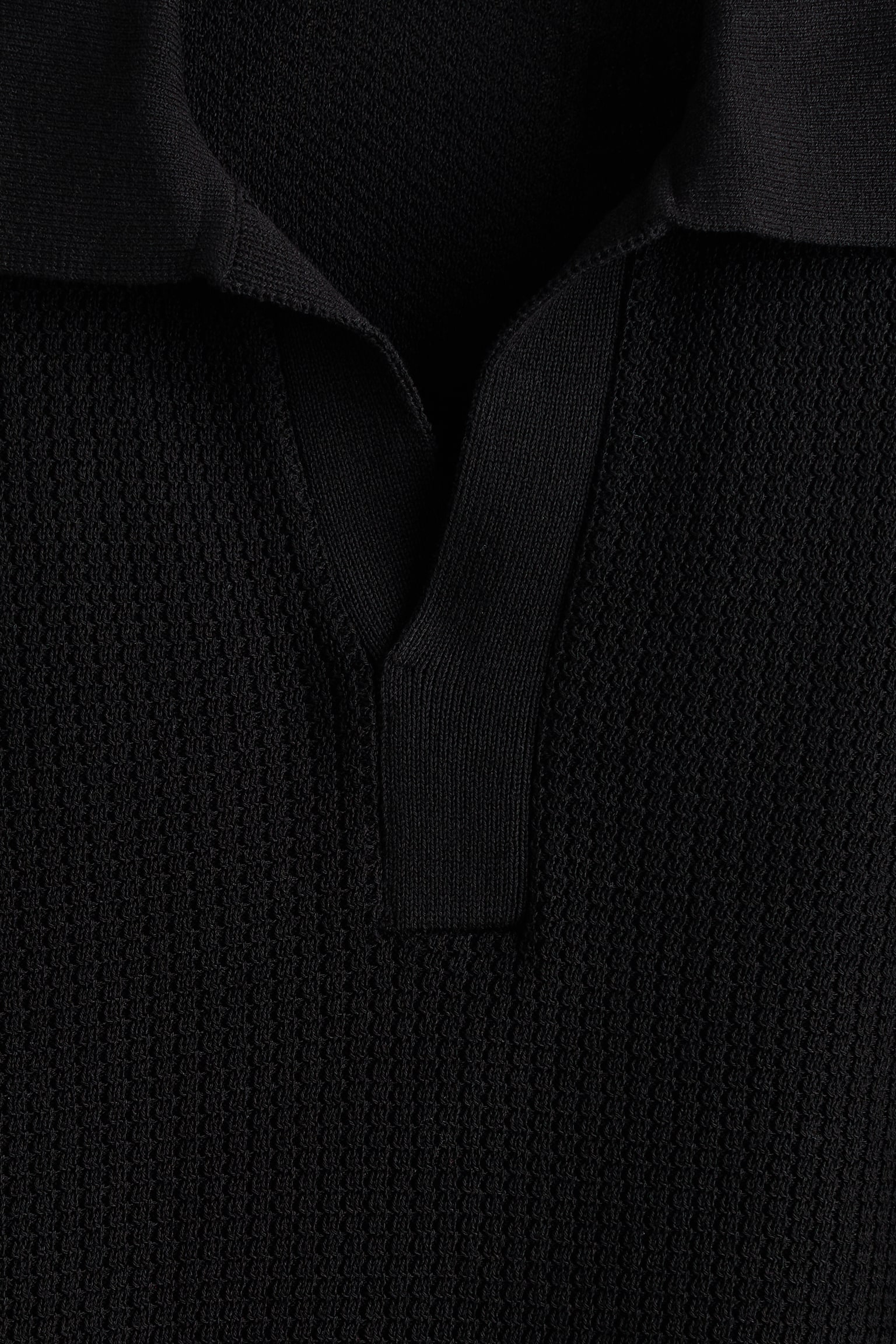 Мужское поло H&M Relaxed-Fit Knit Polo Shirt, цвет: Чёрный — фото 7
