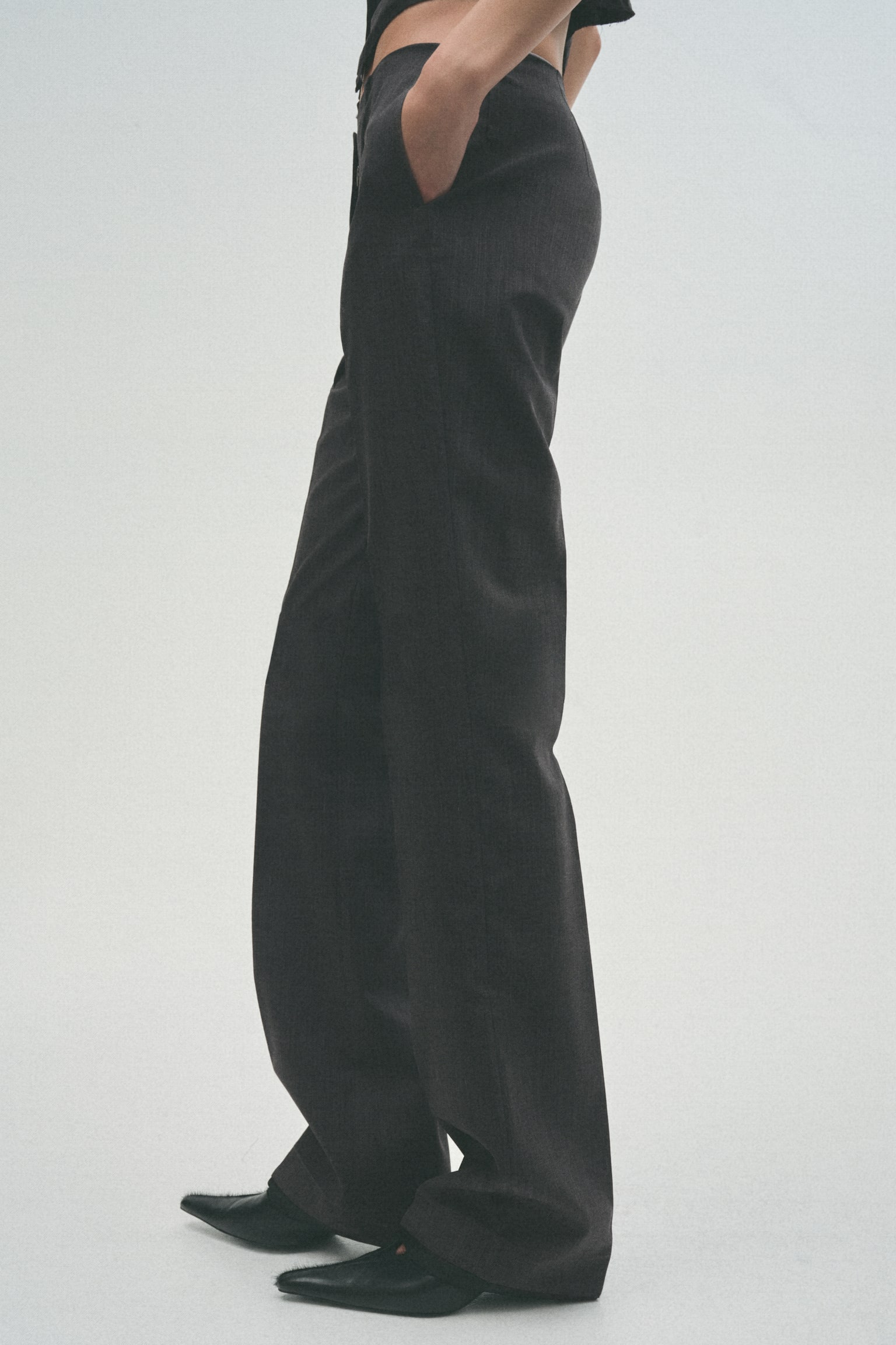 Женские брюки H&M Tailored Wool, цвет: Тёмный серый меланжевый — фото 3