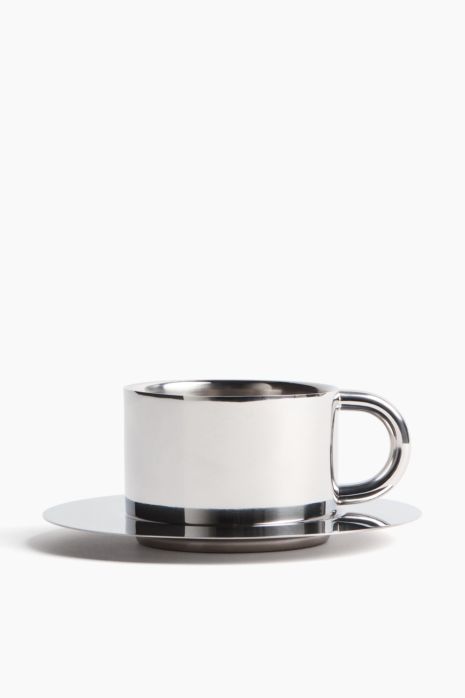 Stainless steel cup and saucer - Silver-coloured