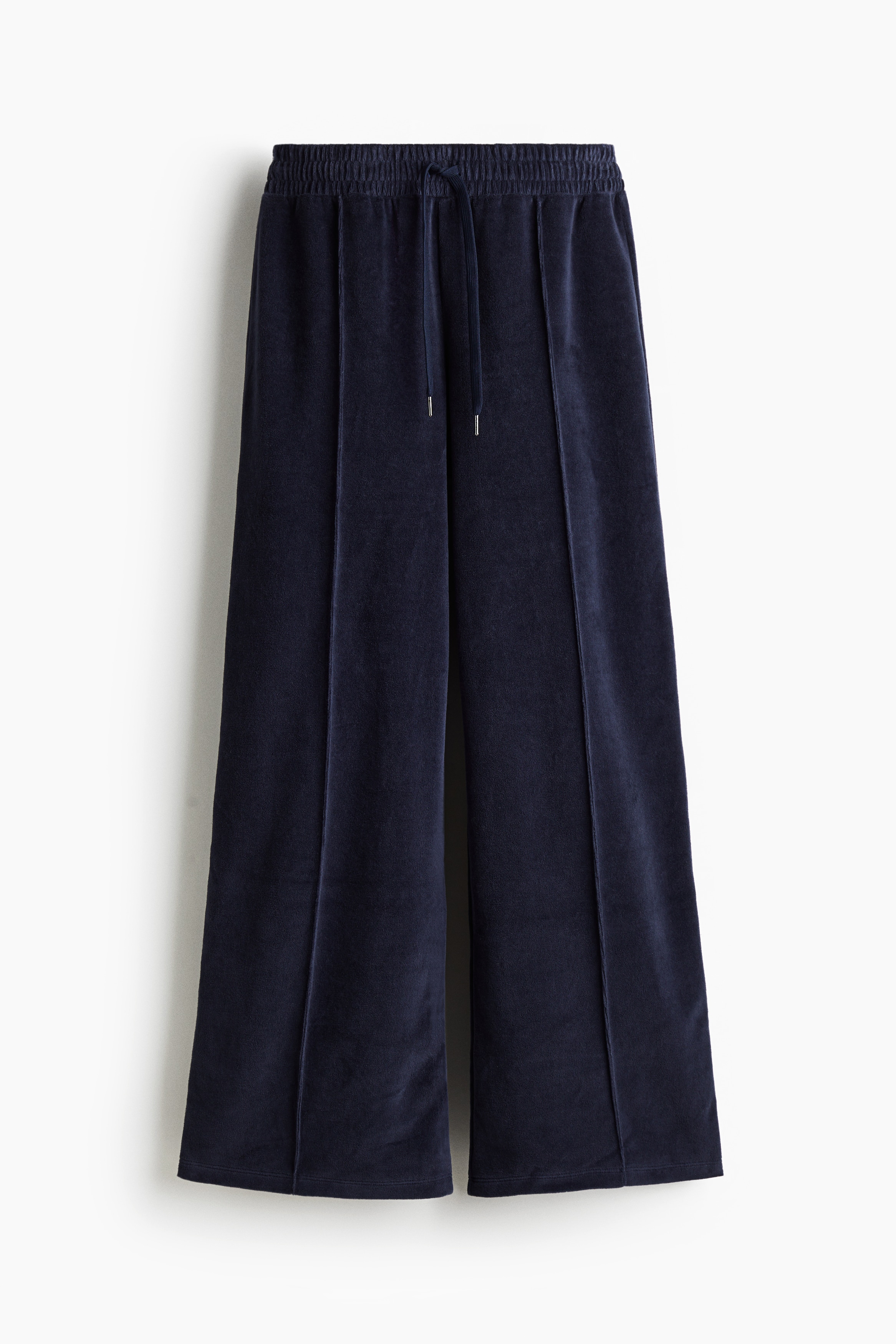 Pantalon jogger large en velours - Bleu marine/Bleu clair