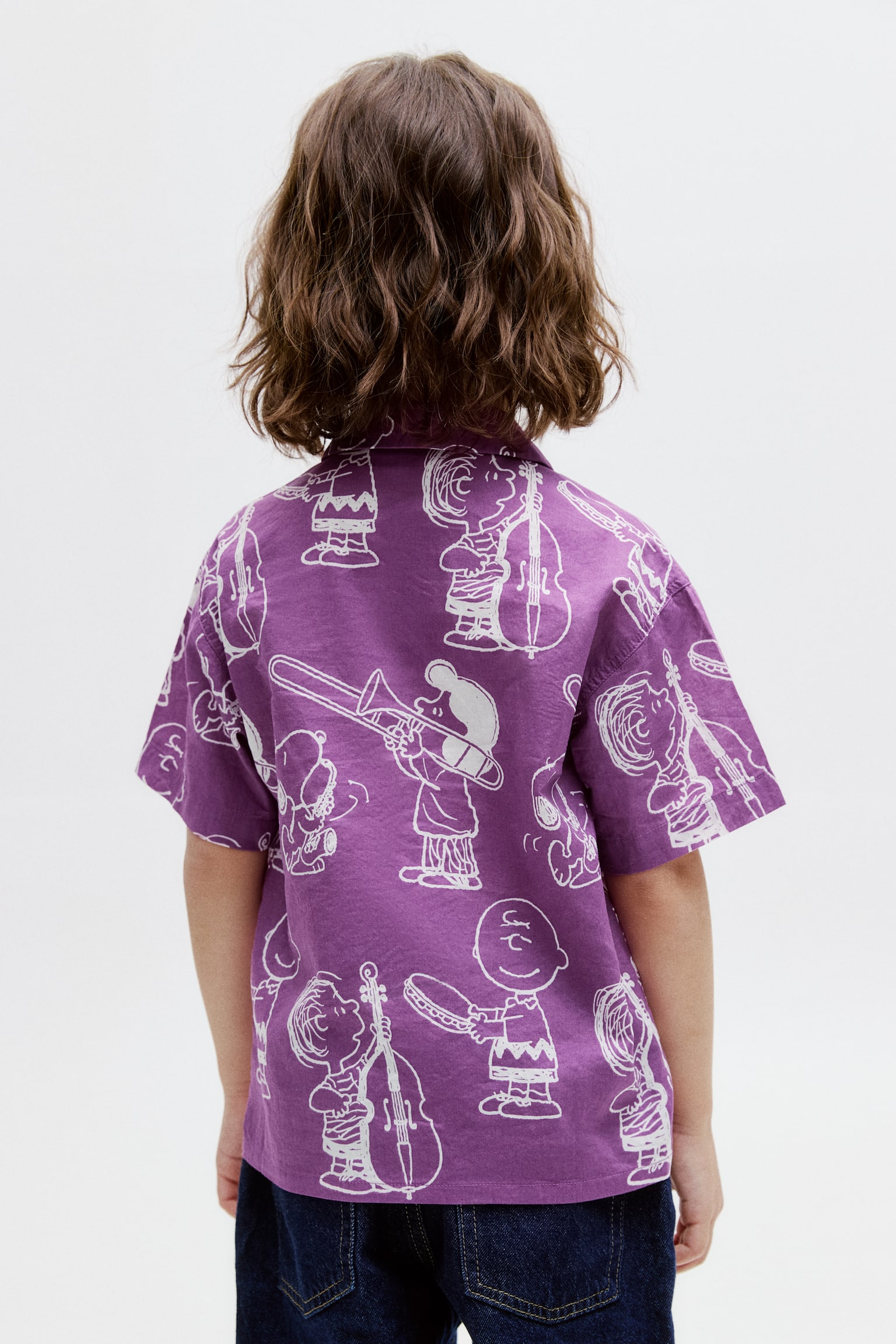 Áo sơ mi hoa văn cổ hai ve - Màu tím/Snoopy - 5