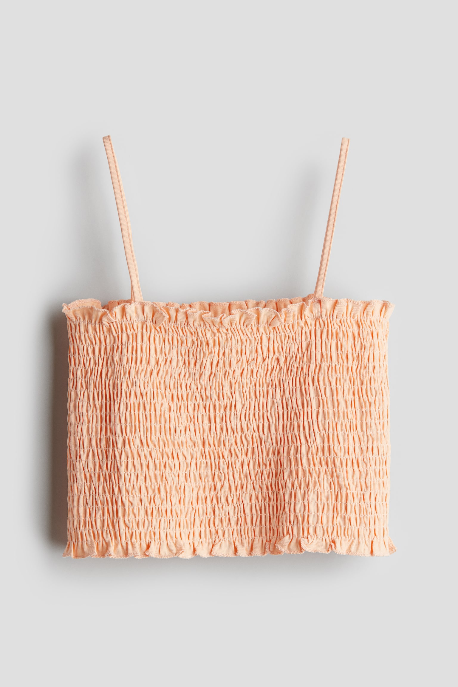 Smocked strappy top - Peach/White - 1