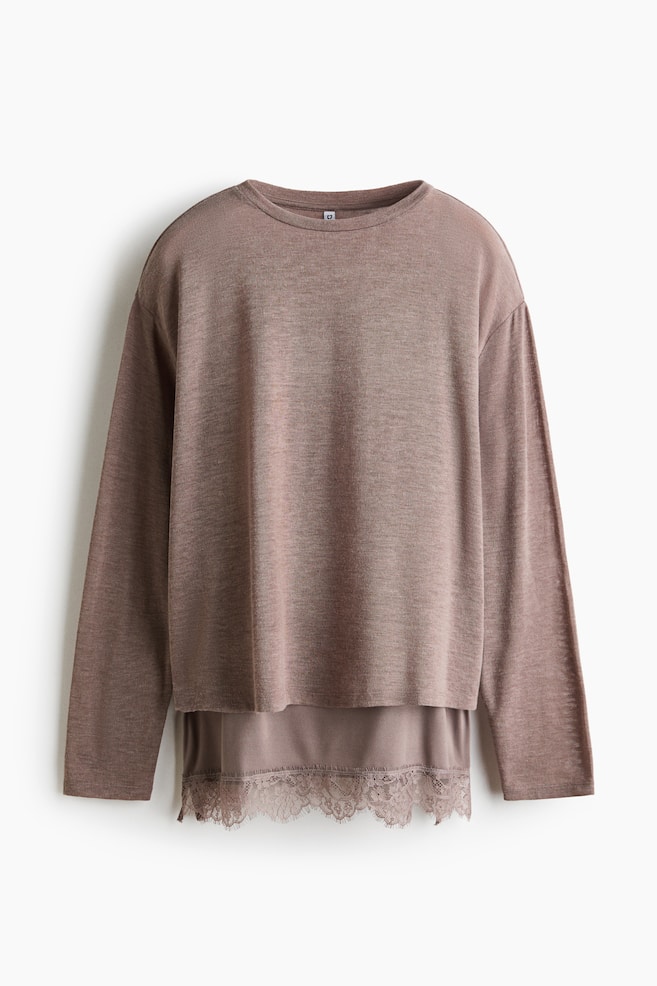 Layered lace-trimmed top - Mole/Black - 1