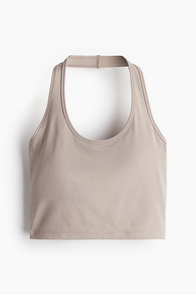 Halterneck sports top with DryMove™ - Light beige - 1