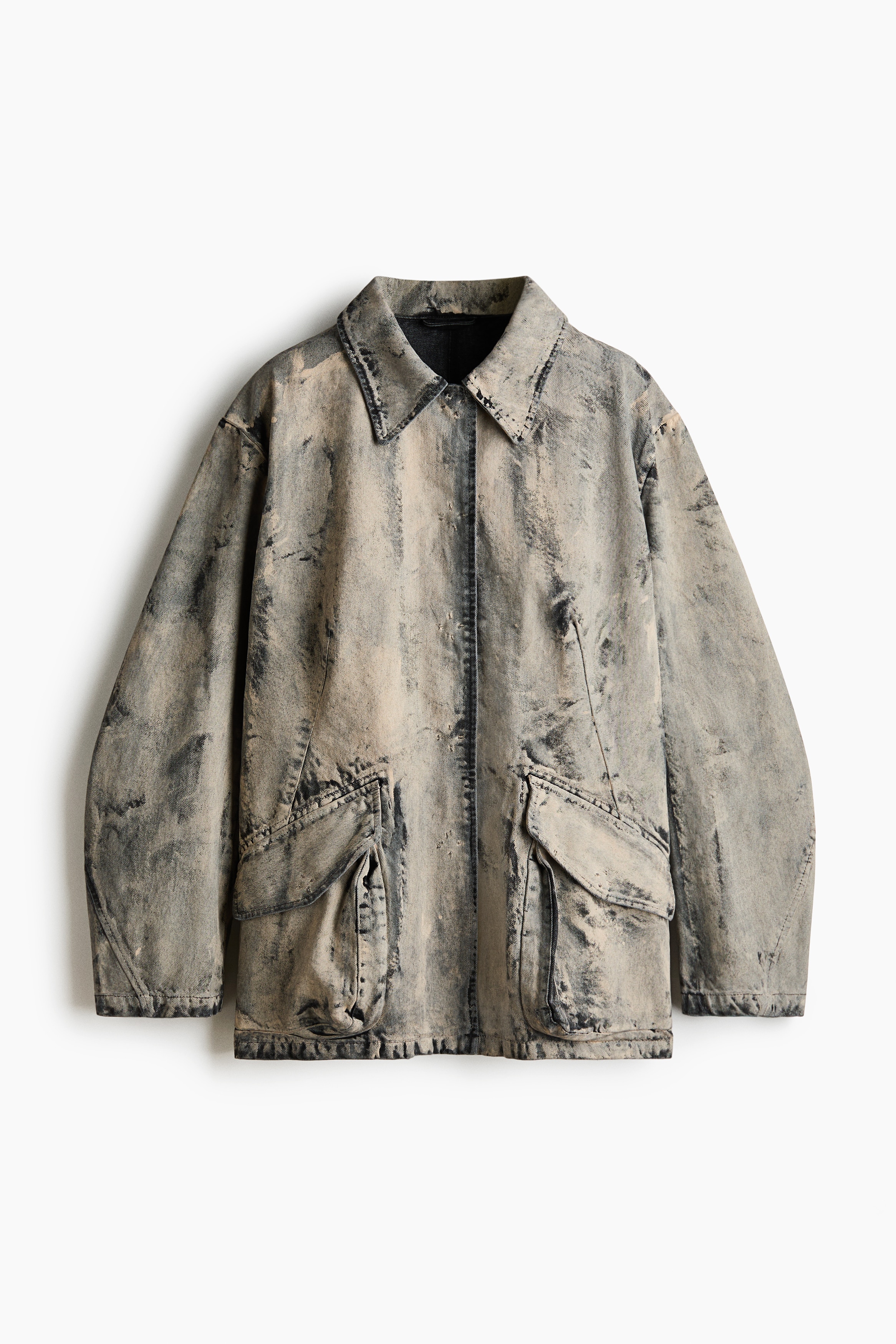 Painted-look denim jacket - Grey