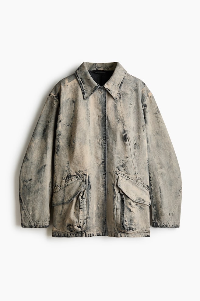 Denim jack met geverfde look - Grijs - 1