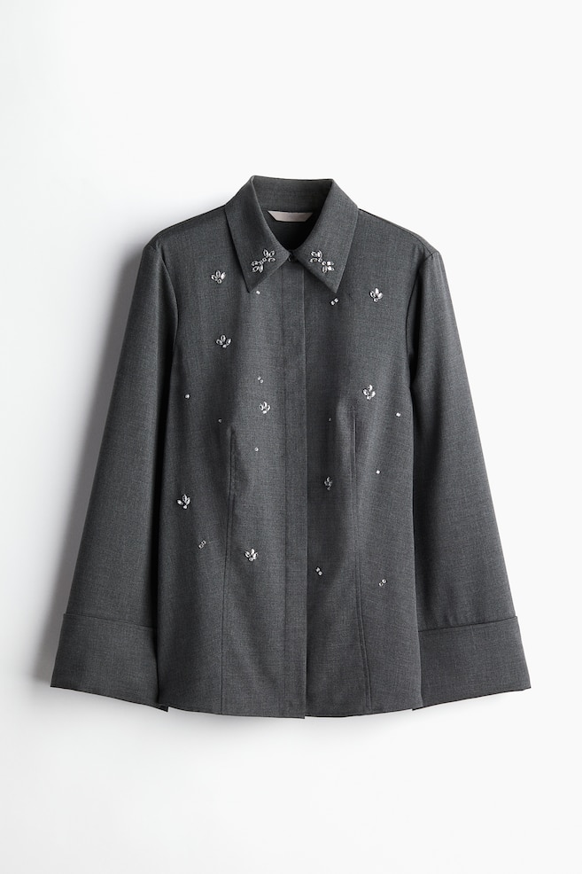 Rhinestone-embellished shirt - Dark grey - 1