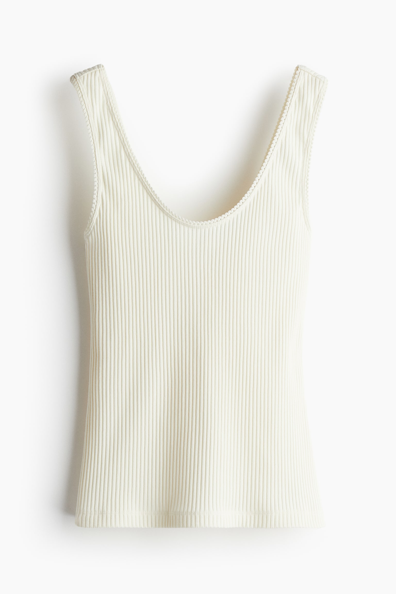 Ribbed vest top - Cream/Black - 2