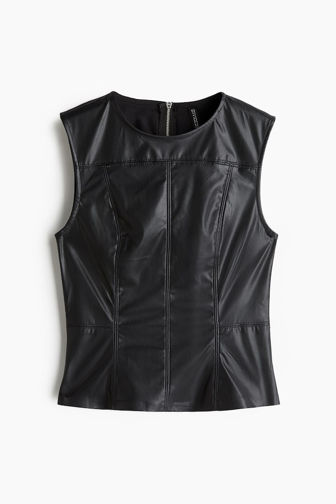 Coated vest top - Black - 1