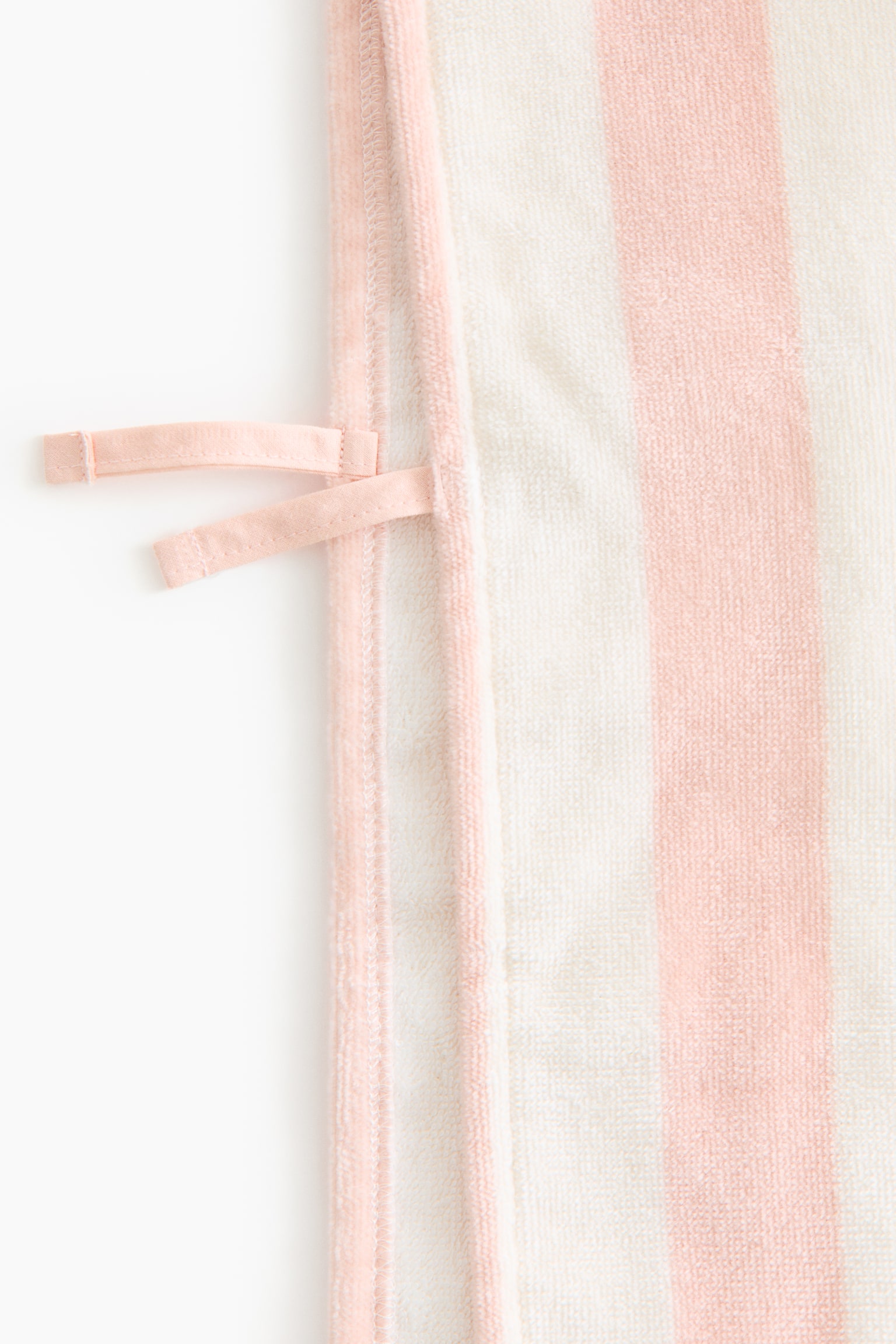 Striped Cotton Hooded Towel Wrap - Light pink/white striped/Light brown/white striped/Green/white striped - 3
