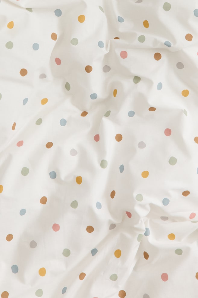 Cotton single duvet cover set - White/Spotted - 3