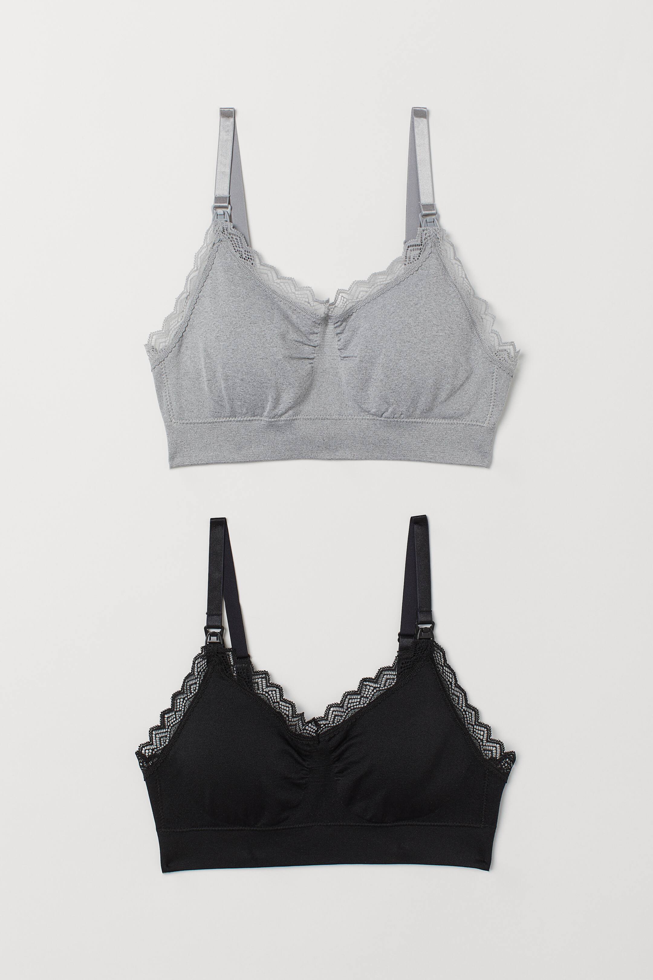 View larger image: MAMA 2-pack nursing bras - Black/Light grey - Ladies | H&M 1