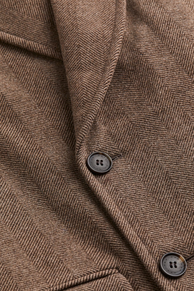 Cappotto a doppio petto in misto lana - Beige scuro/Nero - 7