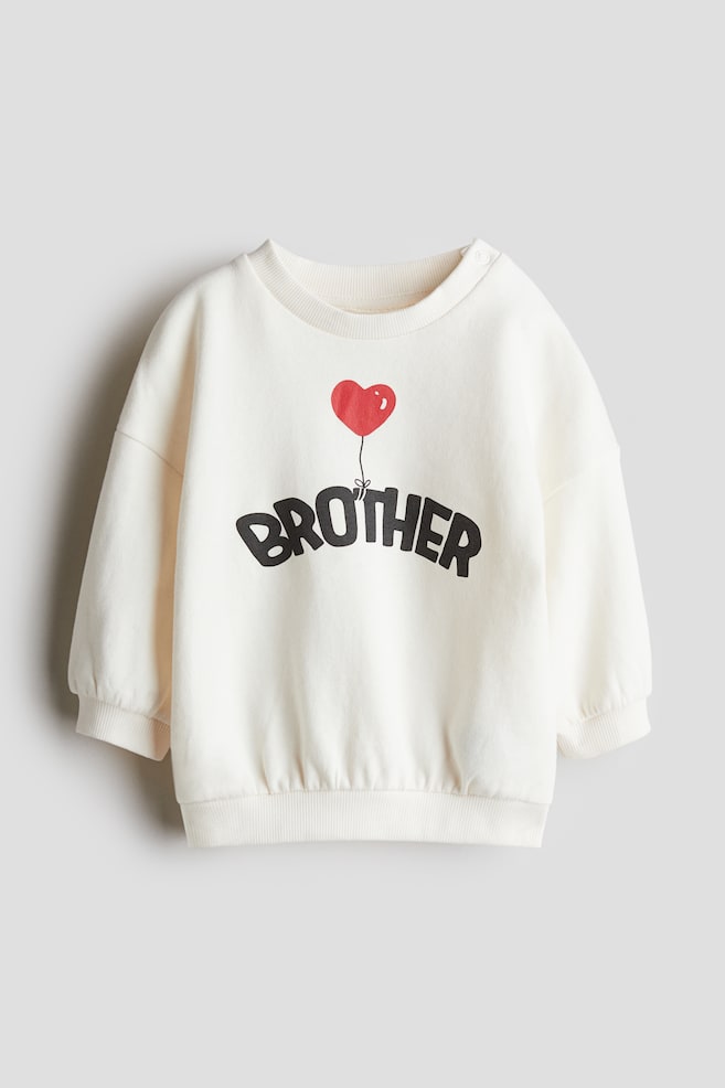 Sweatshirt with Printed Motif - White/Brother/White/Sister - 1