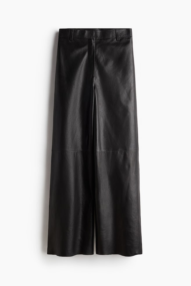 Straight leather trousers - Black/Dark khaki green - 1