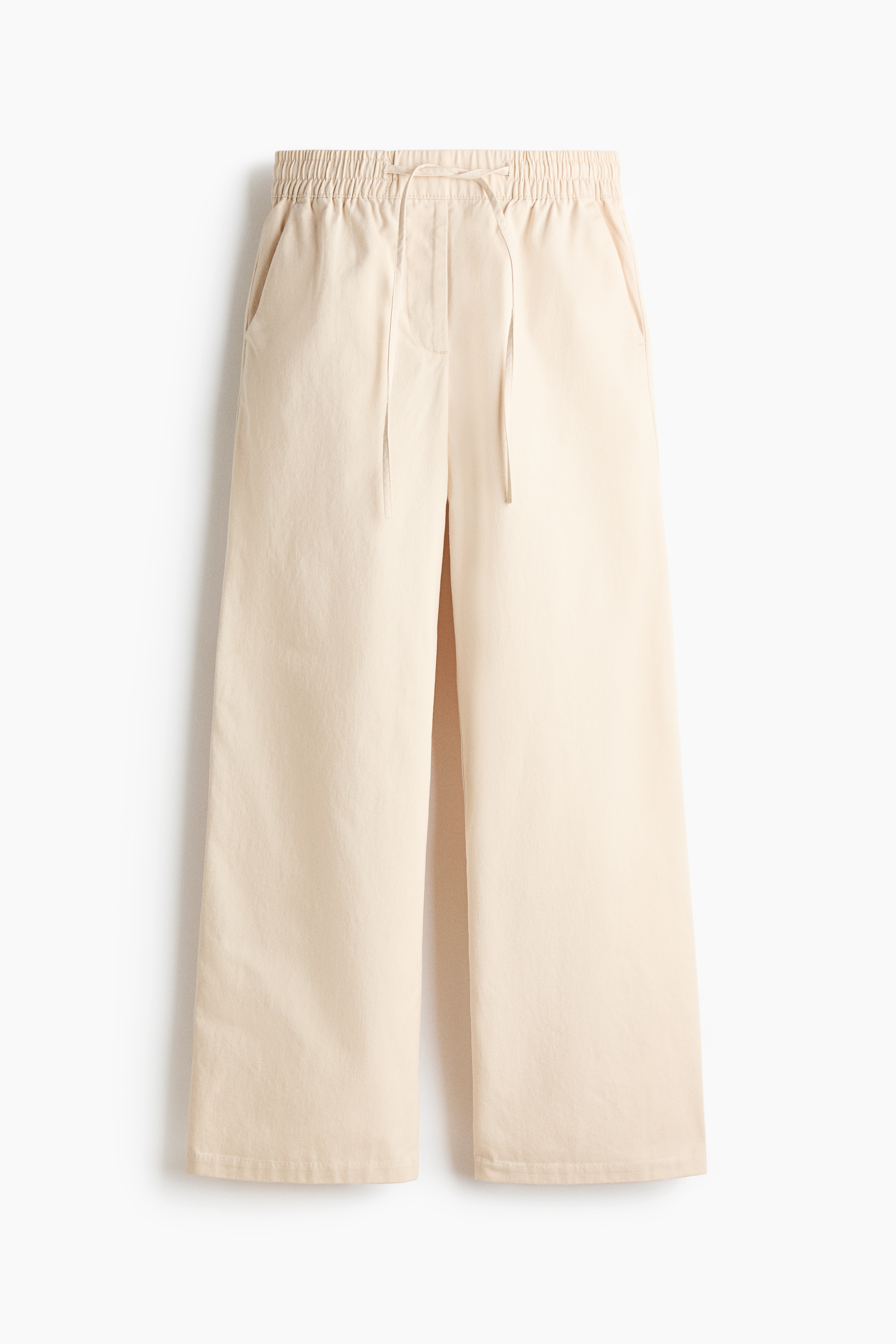 Pantalón de algodón con cordón de ajuste - Beige claro/Verde caqui/Café oscuro