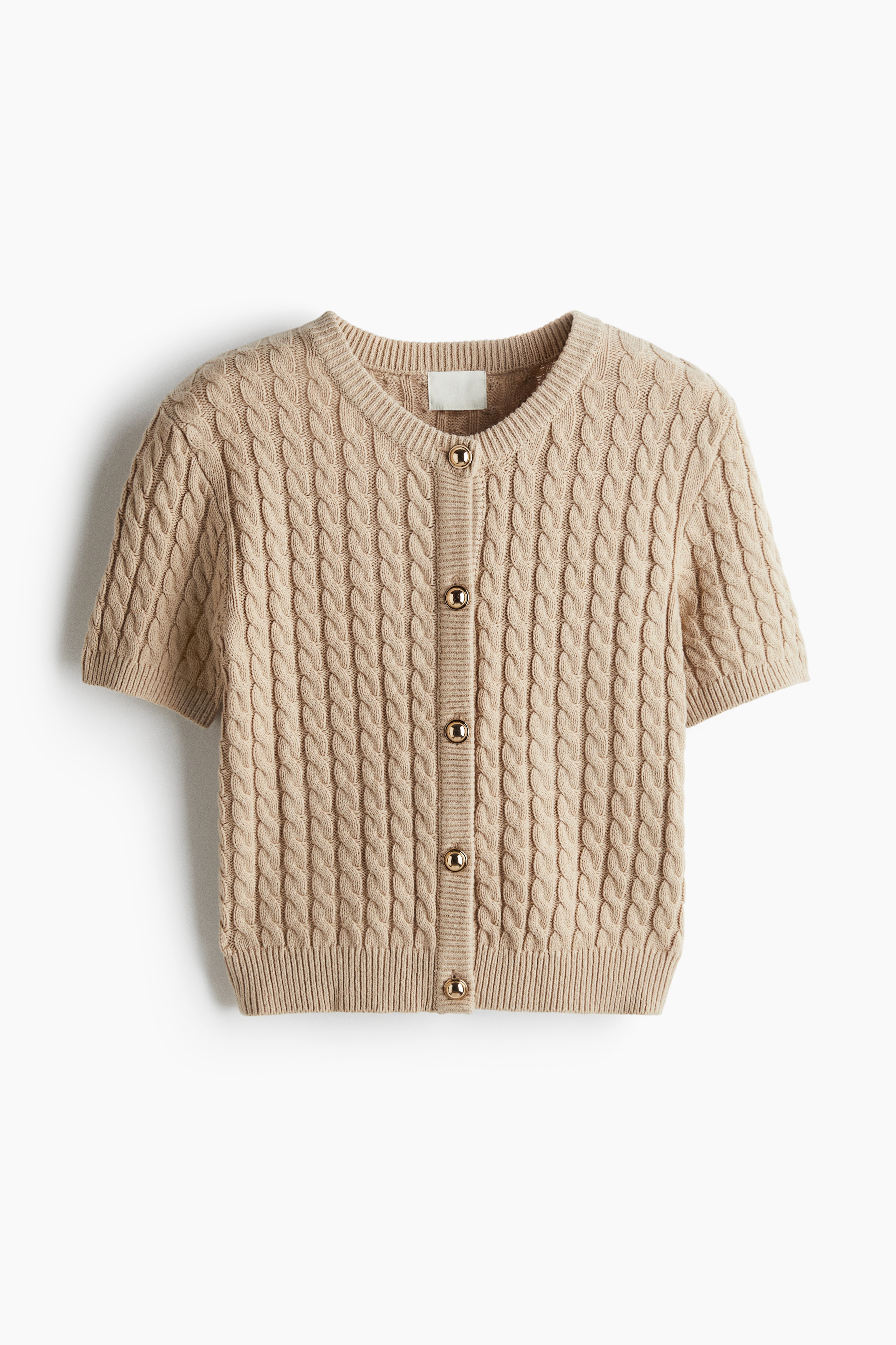 Cable-knit cardigan - Light beige/Cream/Light blue