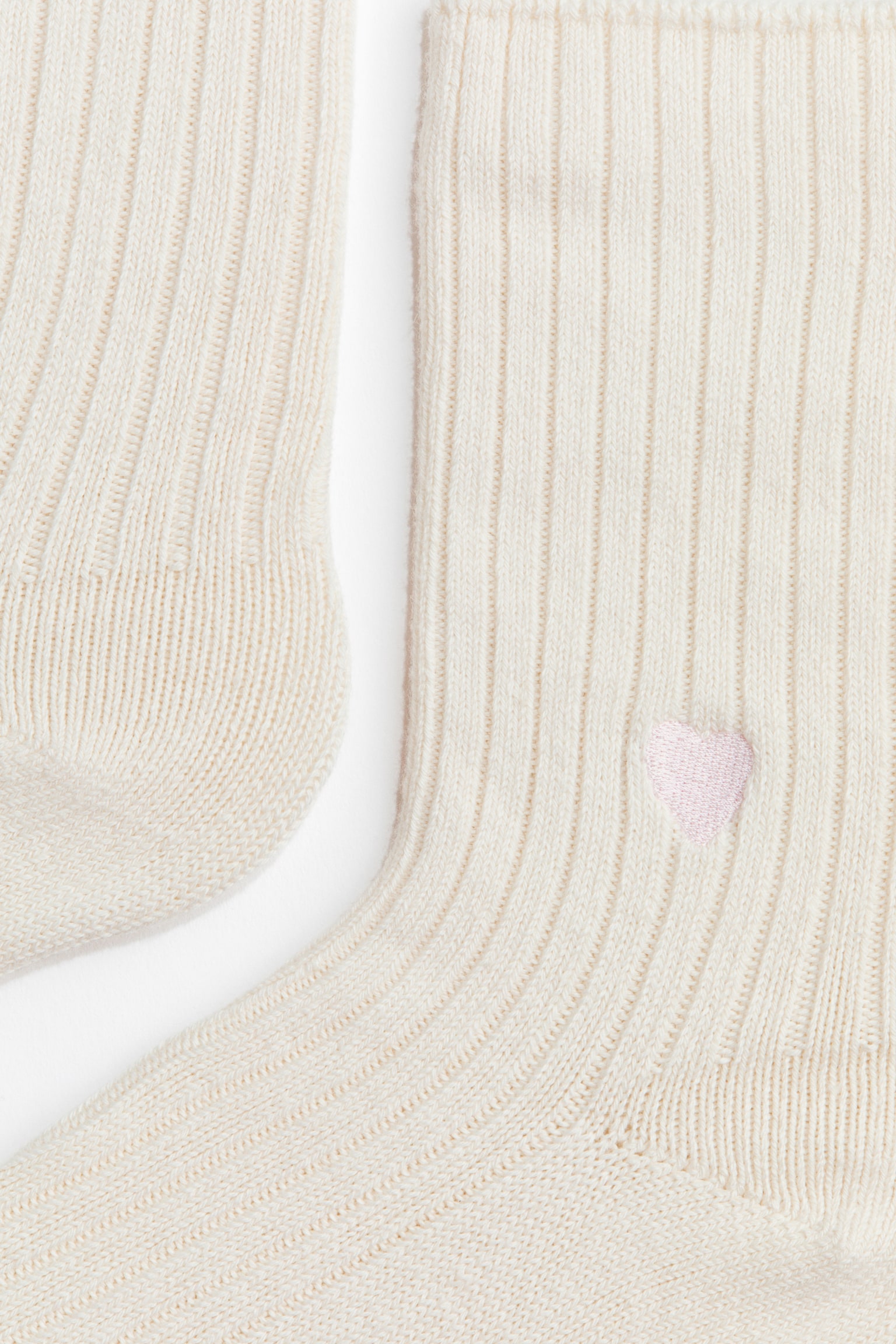 Rib-knit socks - Cream - 5