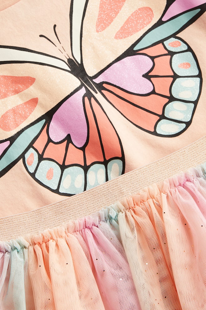 2-piece tulle set - Powder pink/Butterfly/Light pink/Cat/Light pink/Butterflies/Light blue/Rainbow - 4
