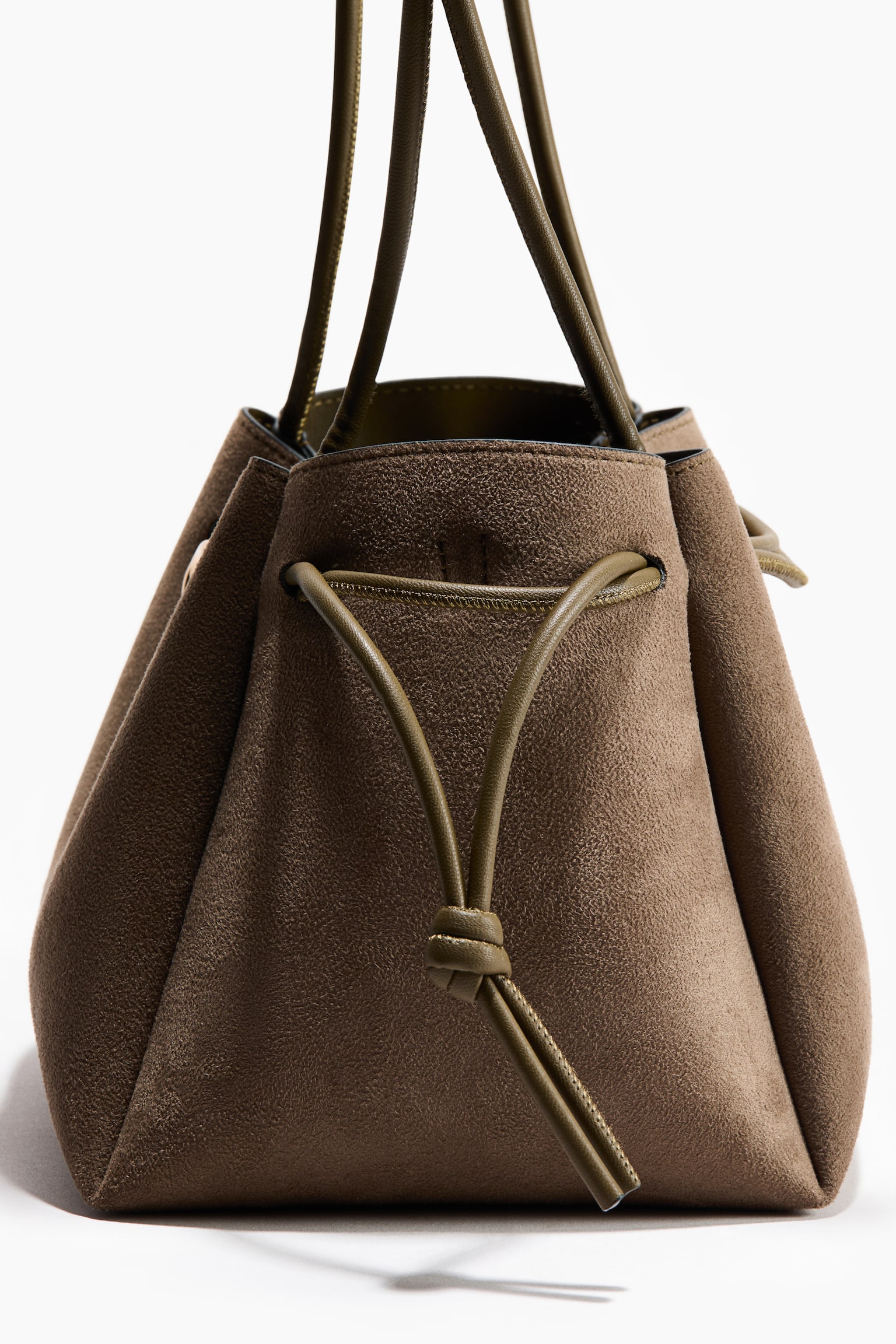 Drawstring-detail shoulder bag - Beige/Brown - 4