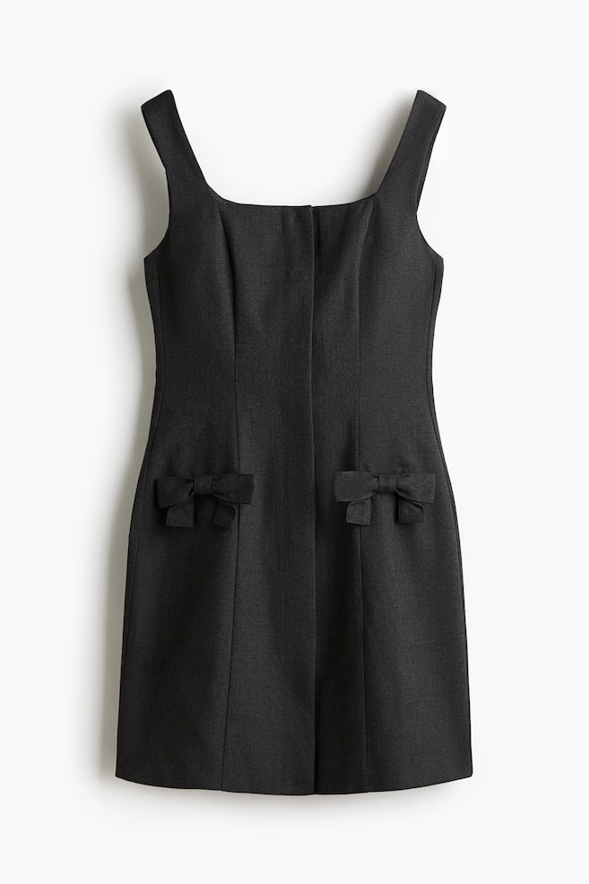 Bow-detail twill dress - Dark grey - 1