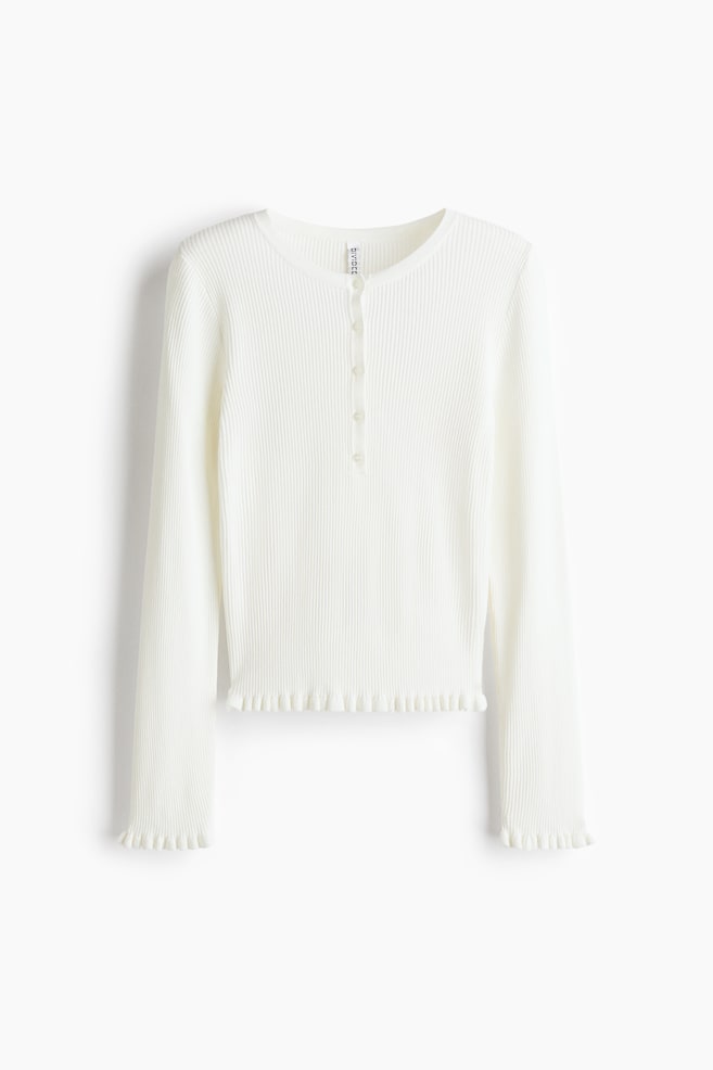 Rib-Knit Top - White/Pink - 1