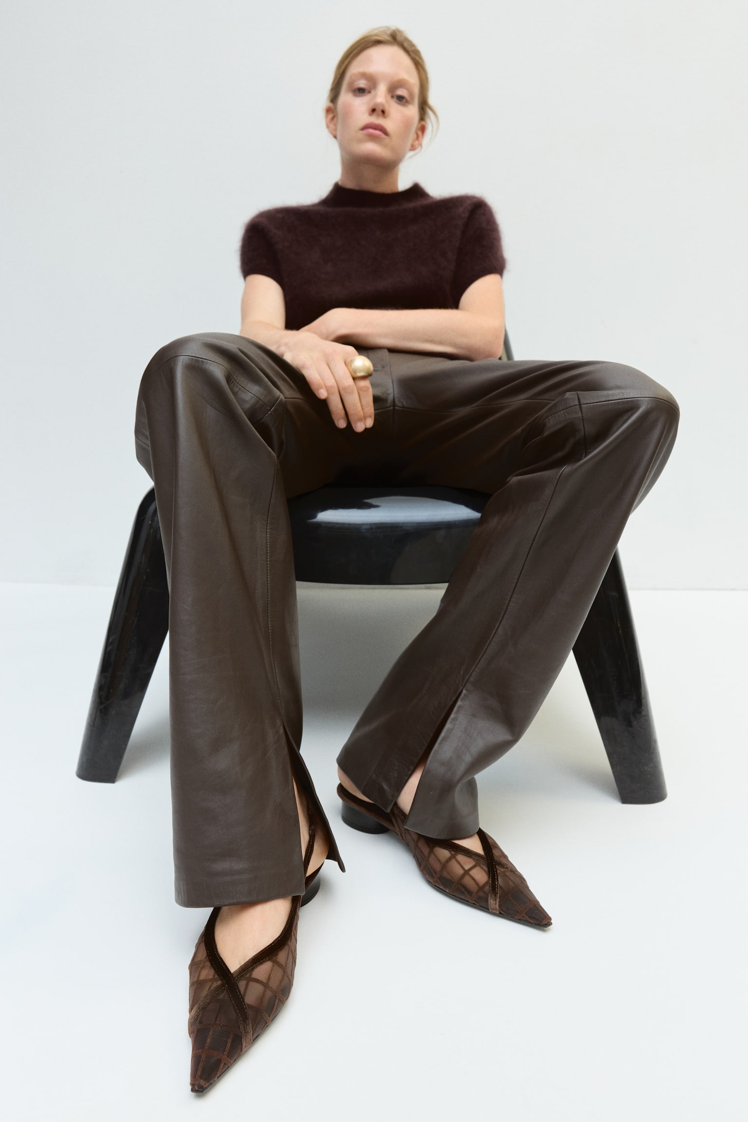 Женские туфли H&M Block-Heeled Slingbacks, цвет: Тёмный коричневый — фото 3