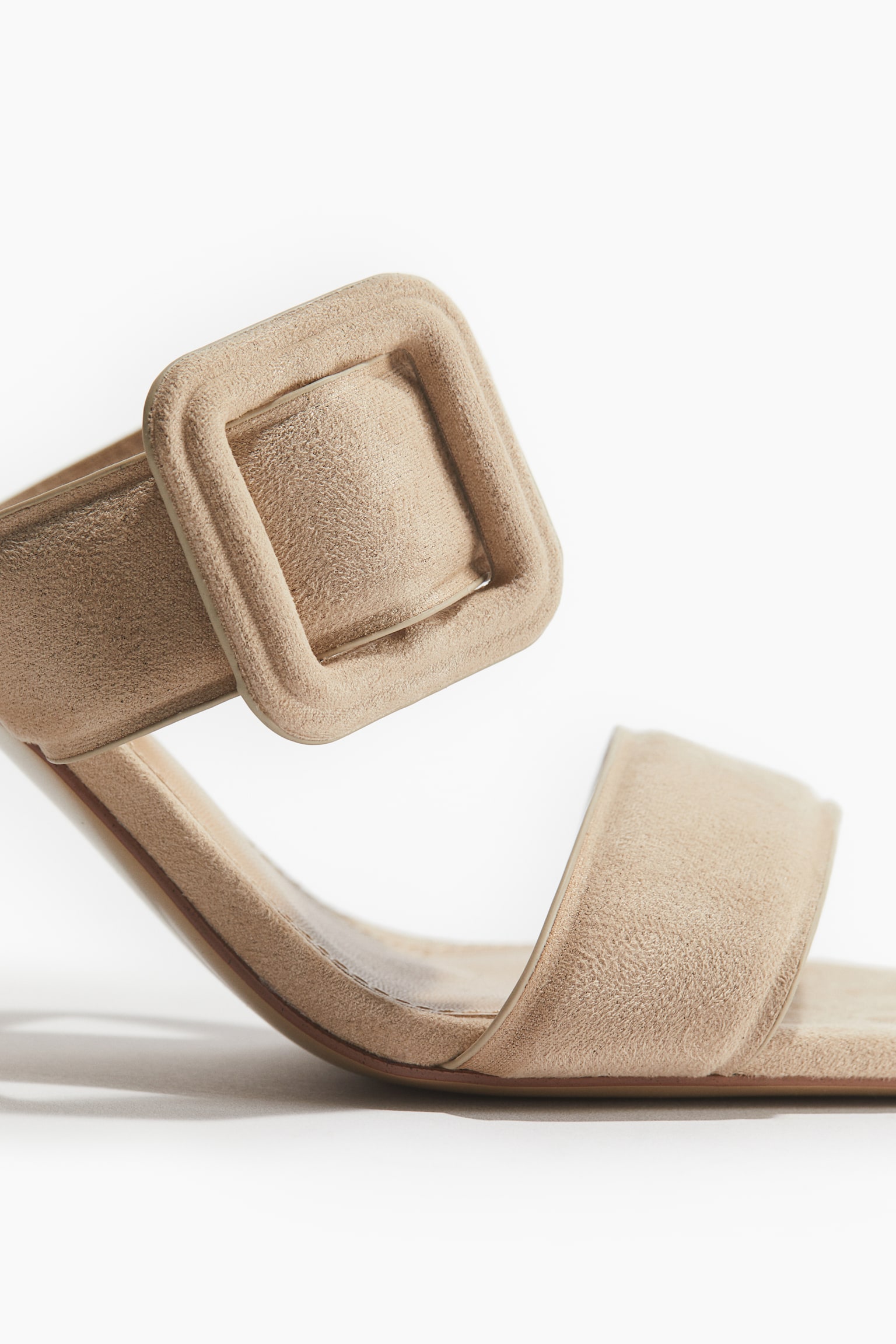 Buckle-detail Heeled Sandals - Beige - 4