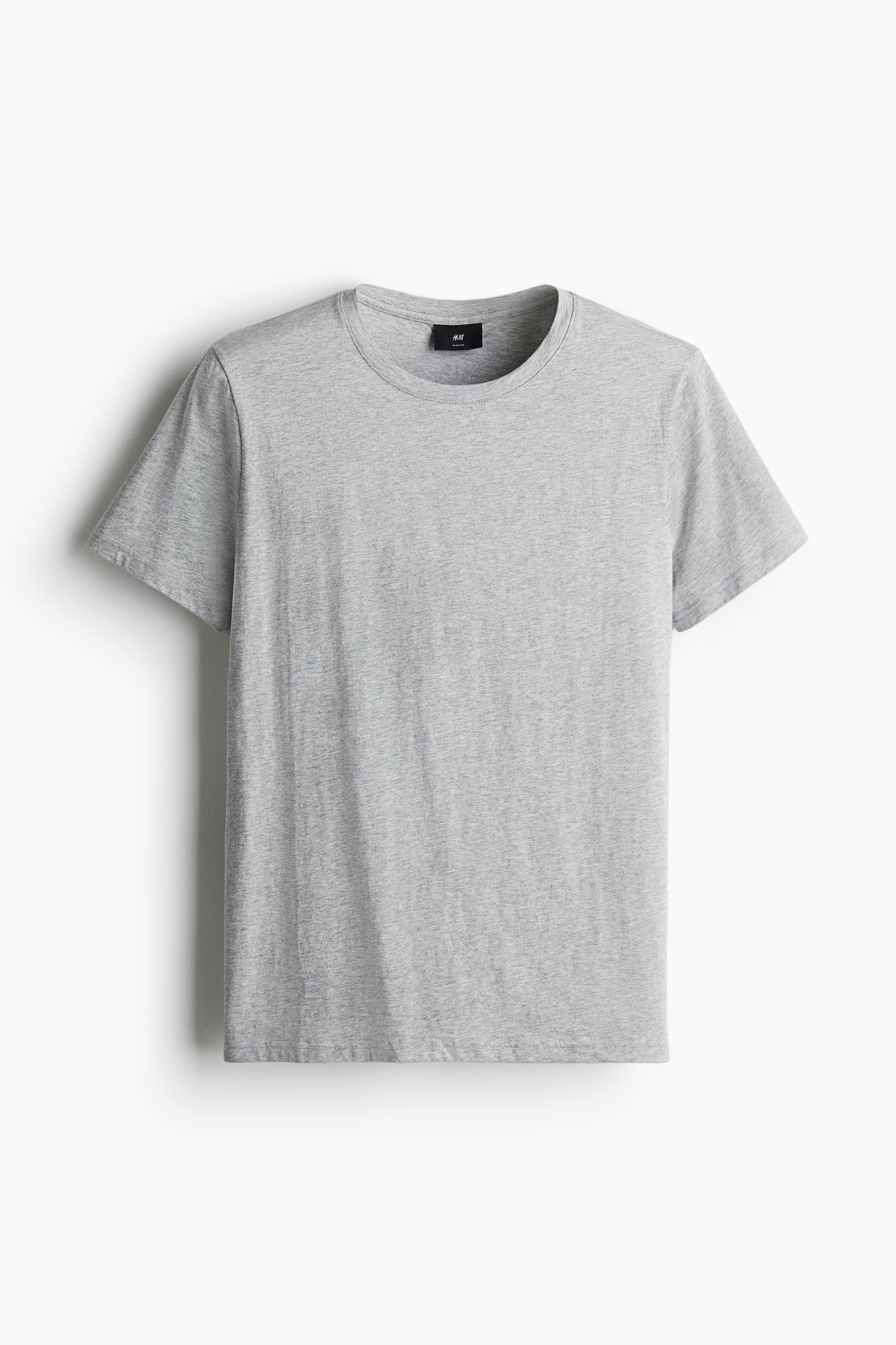 Slim Fit Pima cotton T-shirt - Grey marl/Black/White/White/Black/Navy blue