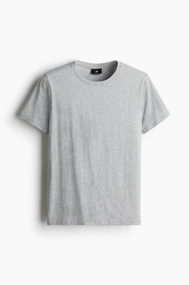 Slim Fit Pima Cotton T-shirt - Gray melange/Navy blue/Dark brown/White/Navy blue - 1