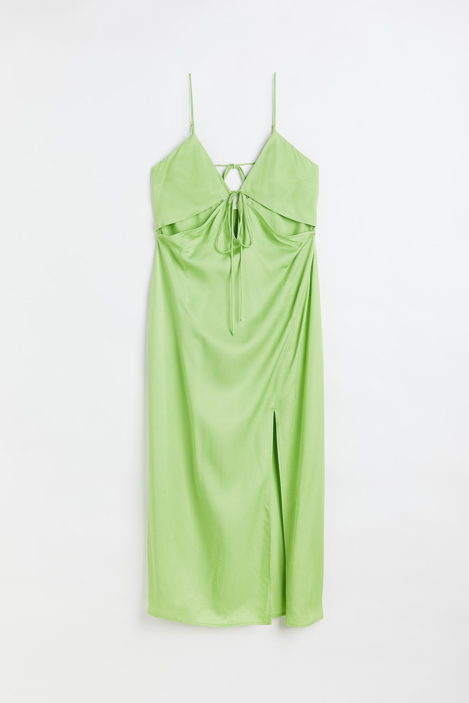 V-neck Cut Out Dress - Lime green - 1