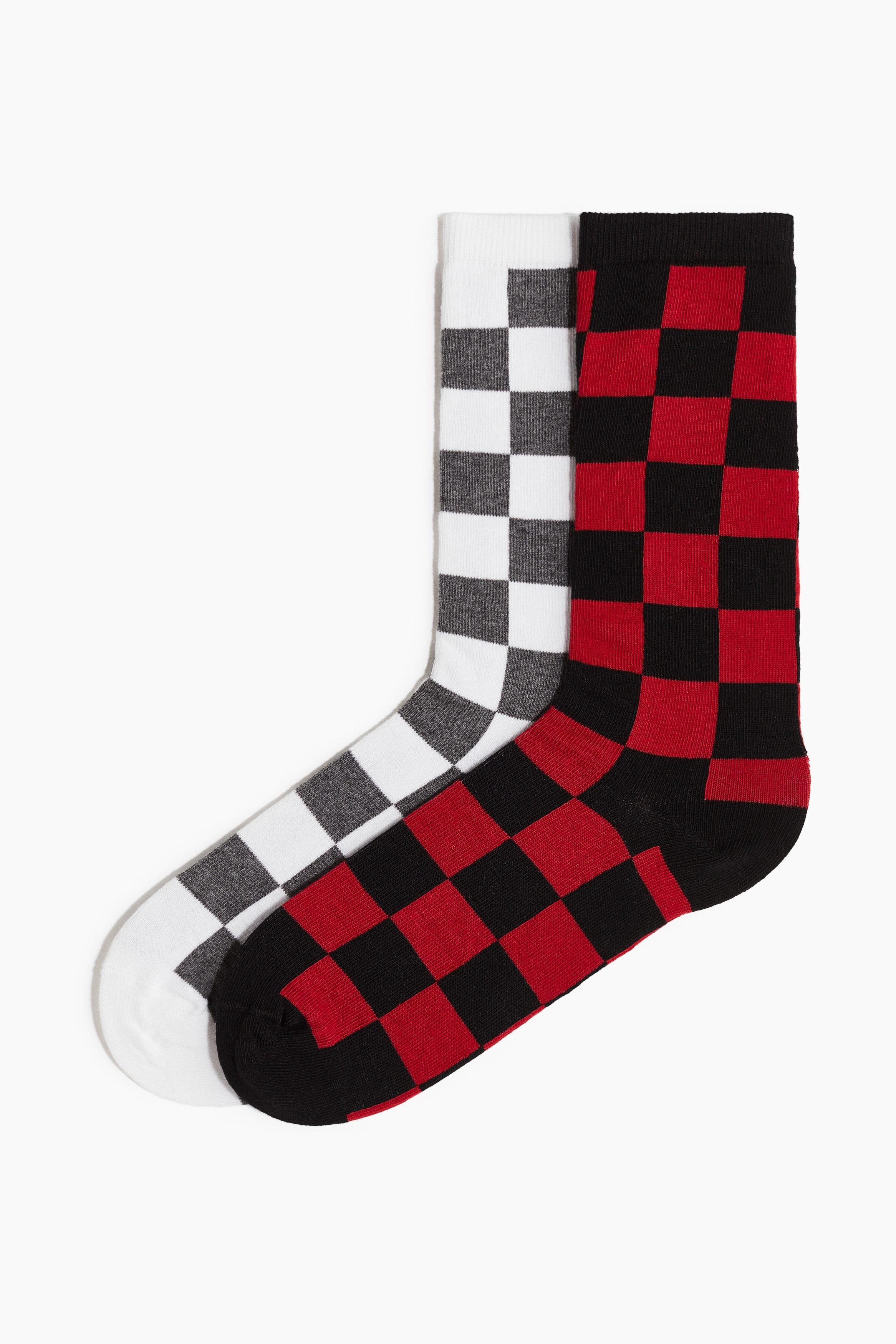 Men - Red/Black checked 2-pack socks - Size: 6-8  - H&M