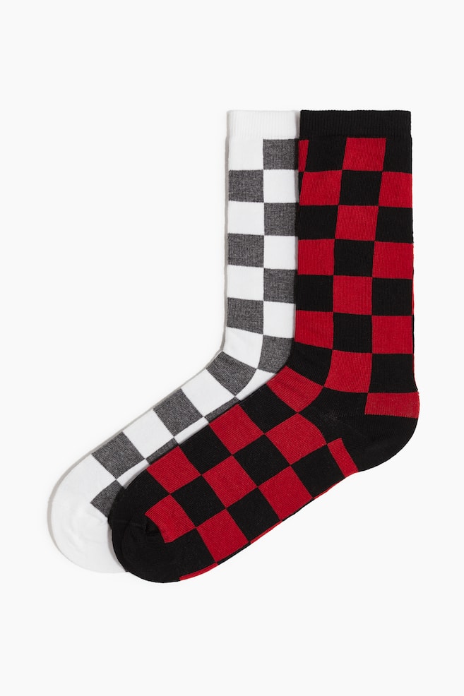 2-Pack Socks - Red/black checked - 1