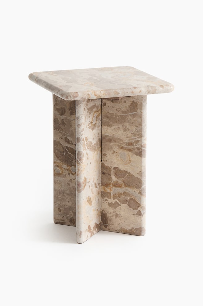 Marble side table - Beige/Burgundy/Marbled/Light grey - 1