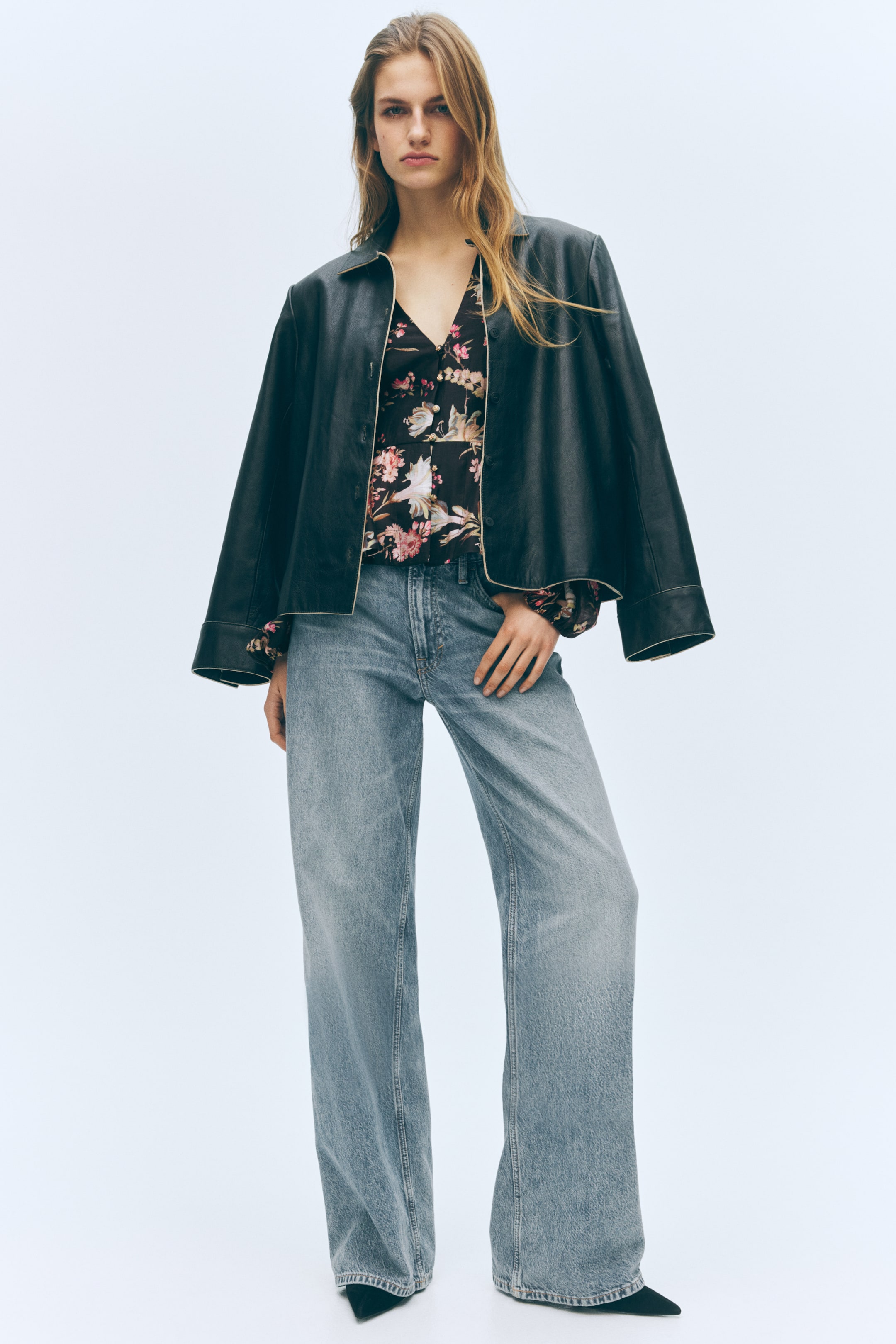 Blouse péplum en lin mélangé