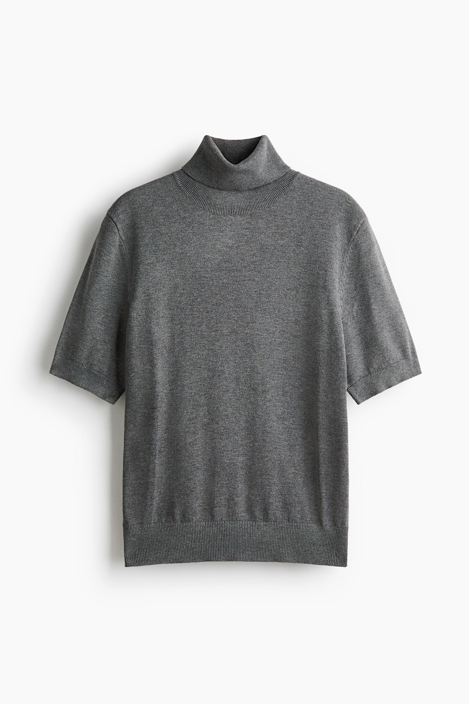 Fine-knit polo-neck top - Dark grey marl/Dark mole/Black/Dark beige - 1