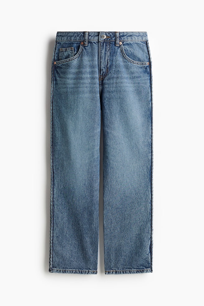 Straight High Ankle Jeans - Licht denimblauw/Bleek denimblauw/Zwart - 1