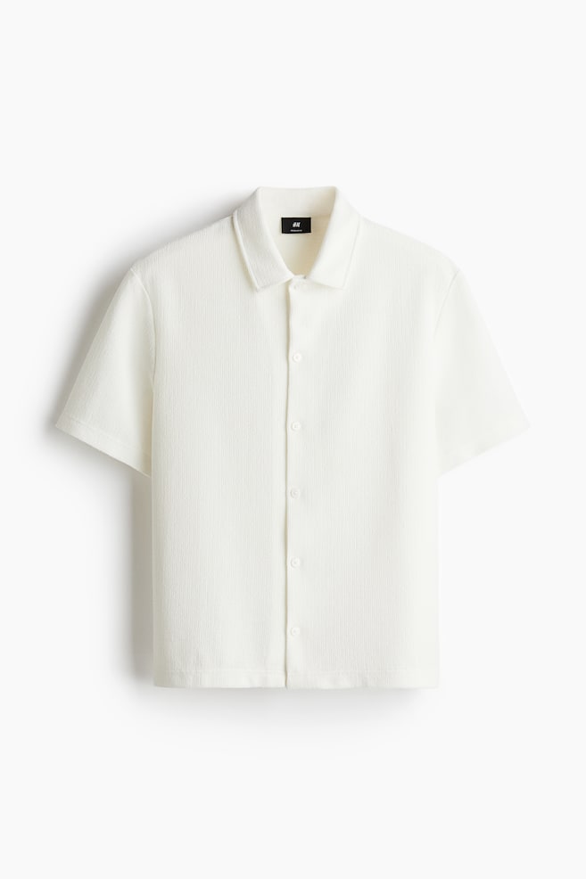 Camisa de punto de manga corta Regular Fit - Crema/Azul marino - 1