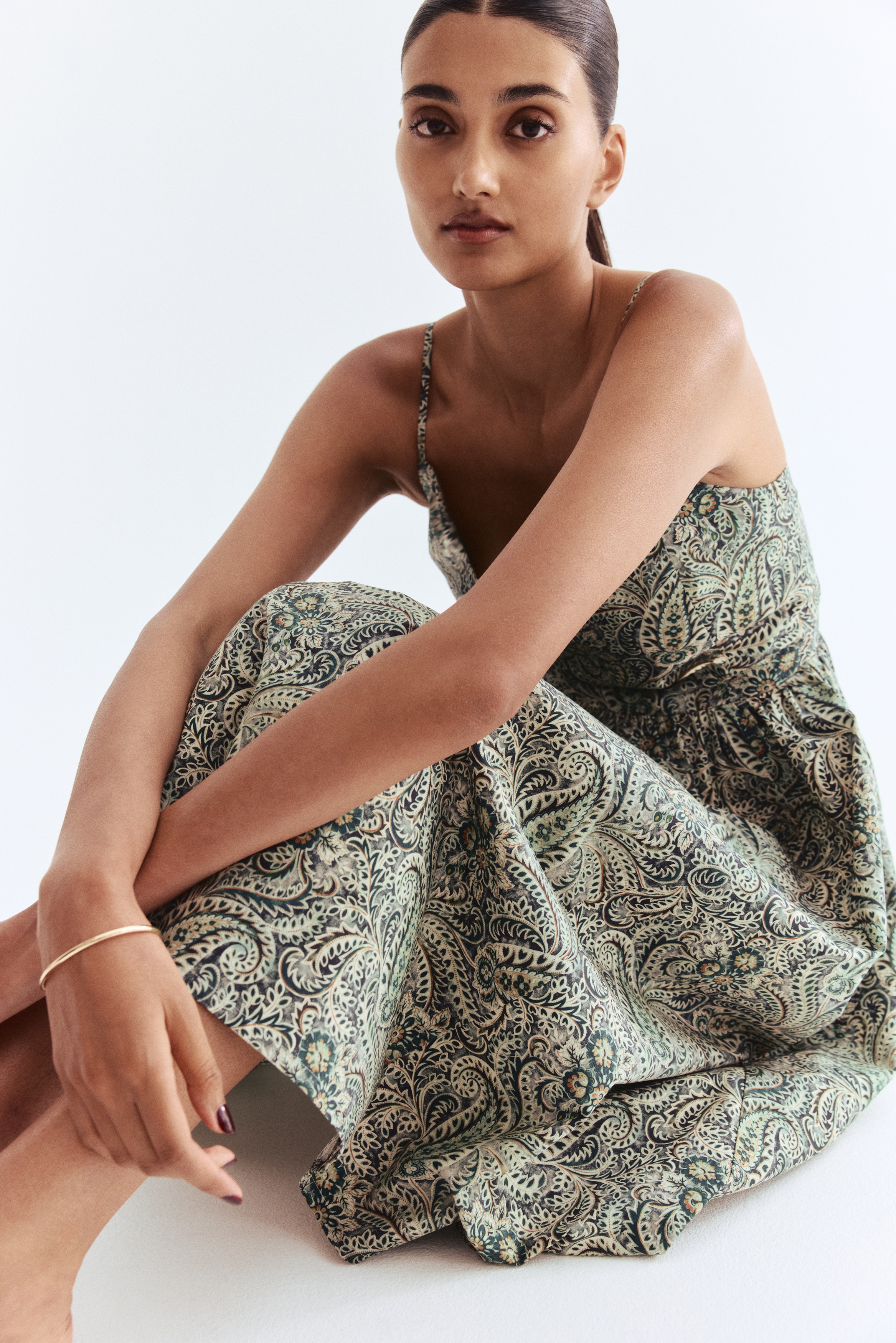Cotton poplin strappy dress