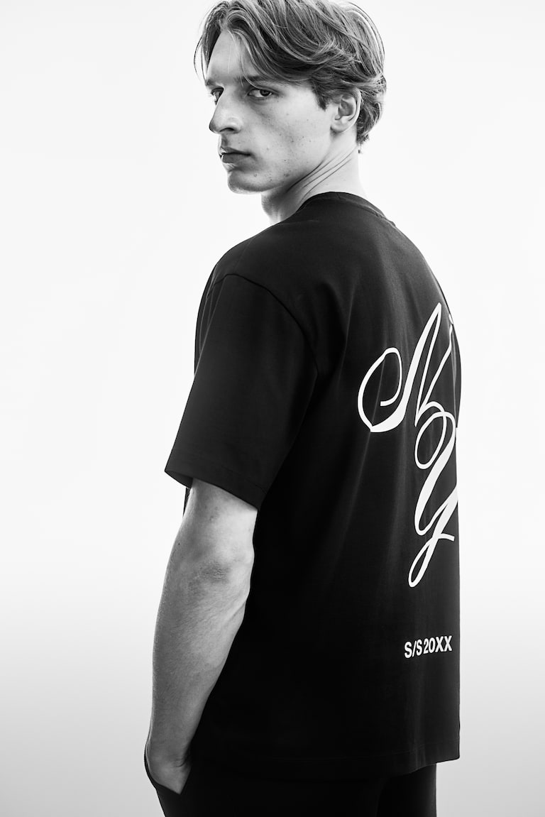 Loose Fit Printed T-shirt Black Men H&M IN