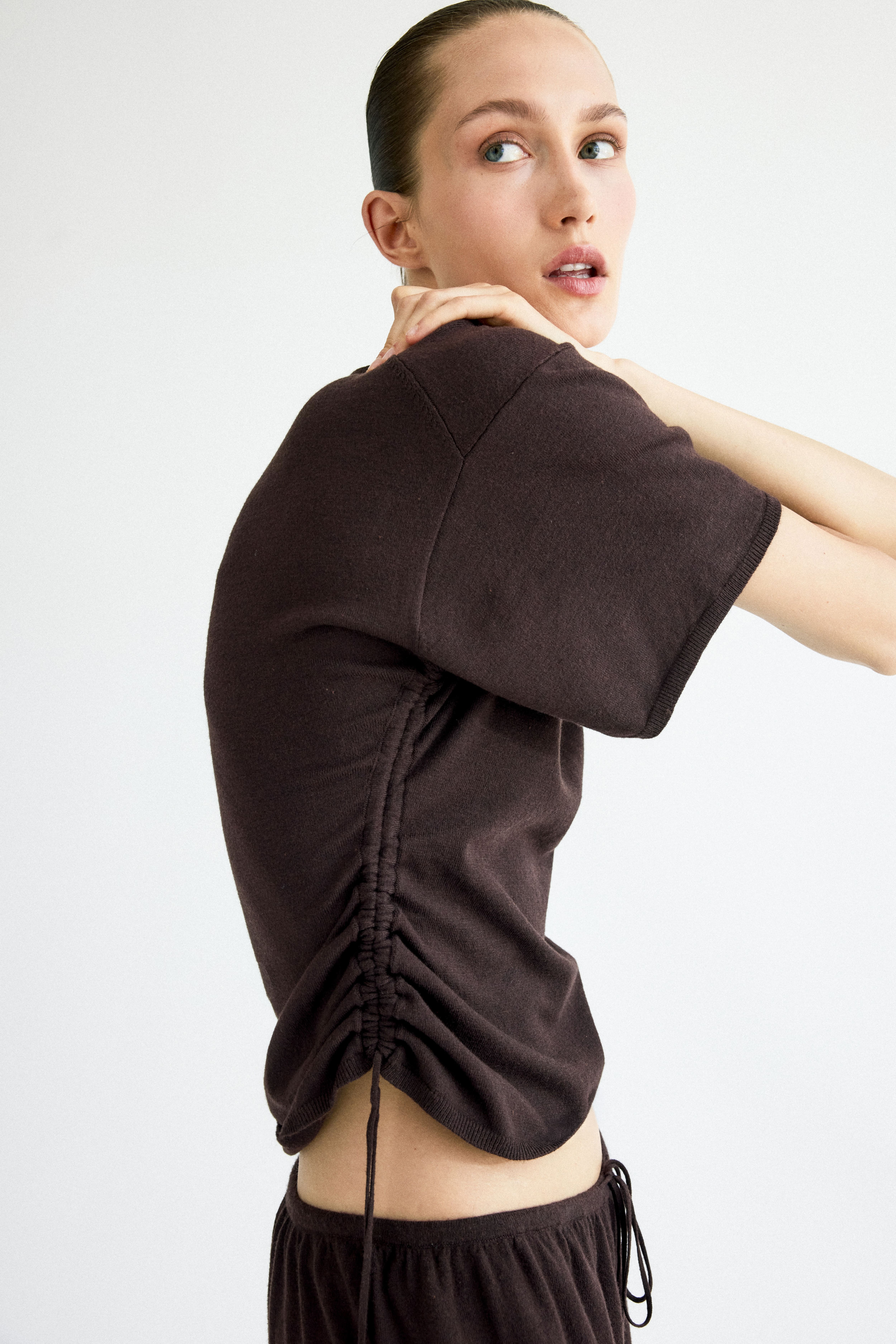 Fine-Knit Drawstring-Detail Top