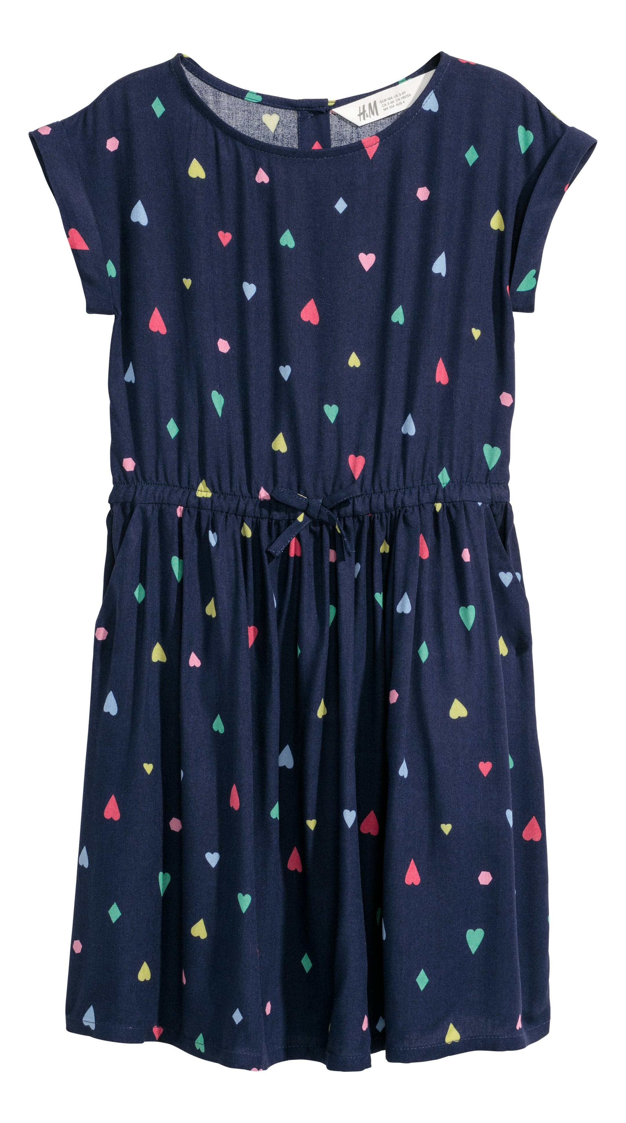 View larger image: Patterned dress - Dark blue/Hearts - Kids | H&M GB 1