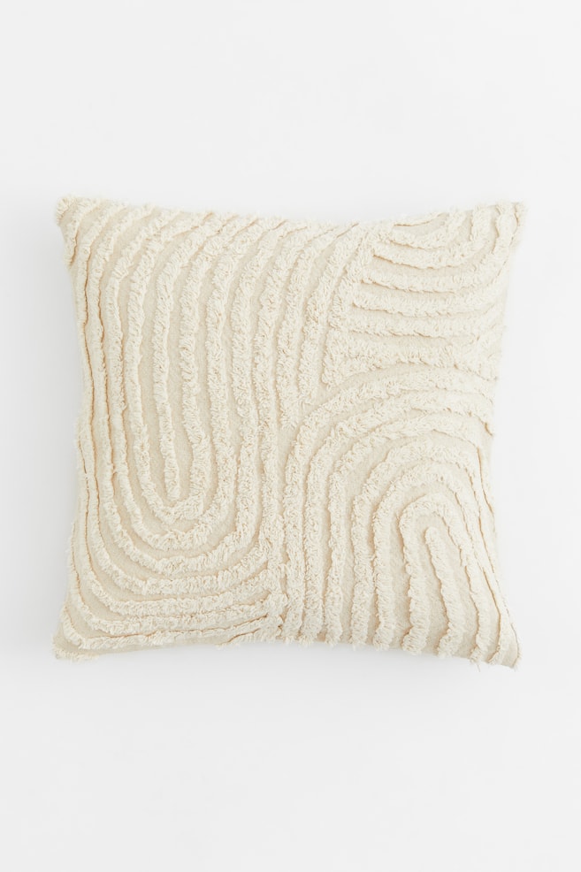Cotton cushion cover - Light beige/Patterned - 1