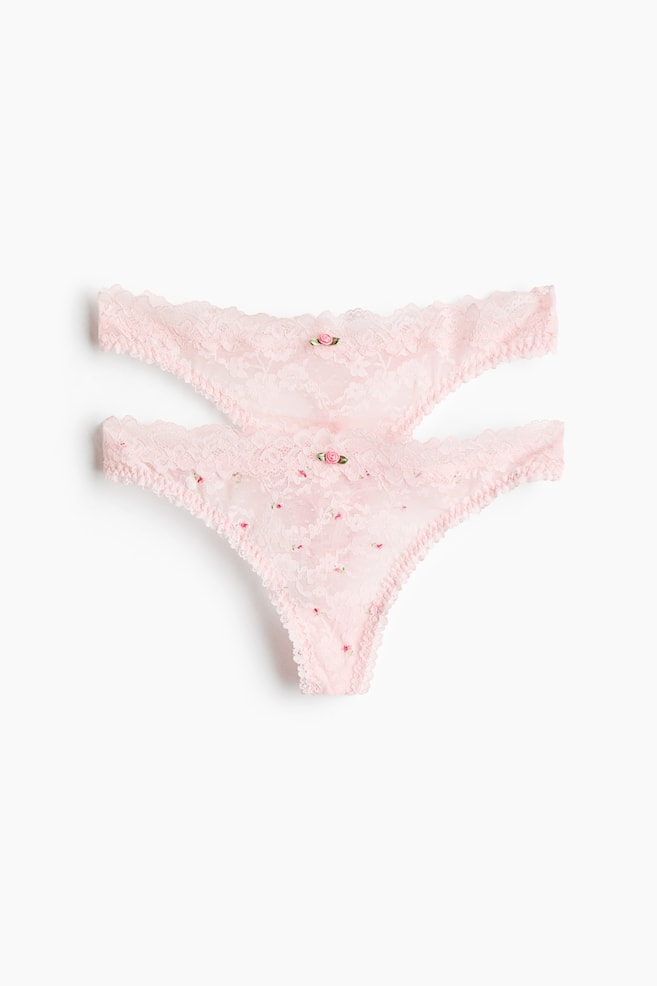 2er-Pack Tangas aus Spitze - Rosa/Geblümt/Puderrosa/Geblümt - 1