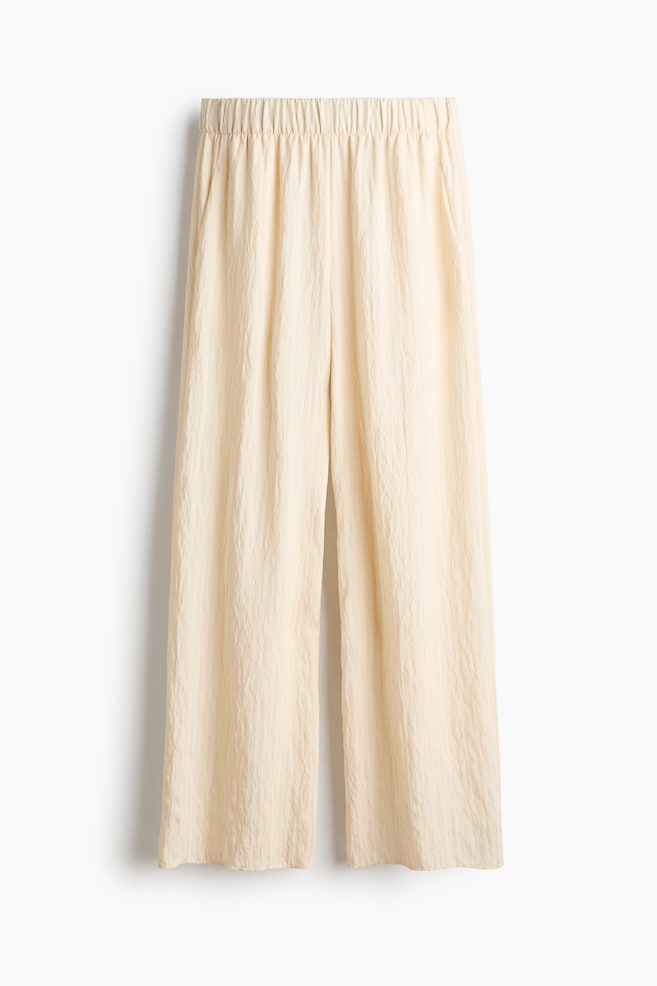 Pantalón texturizado en mezcla de viscosa - Beige claro/Marrón oscuro - 1