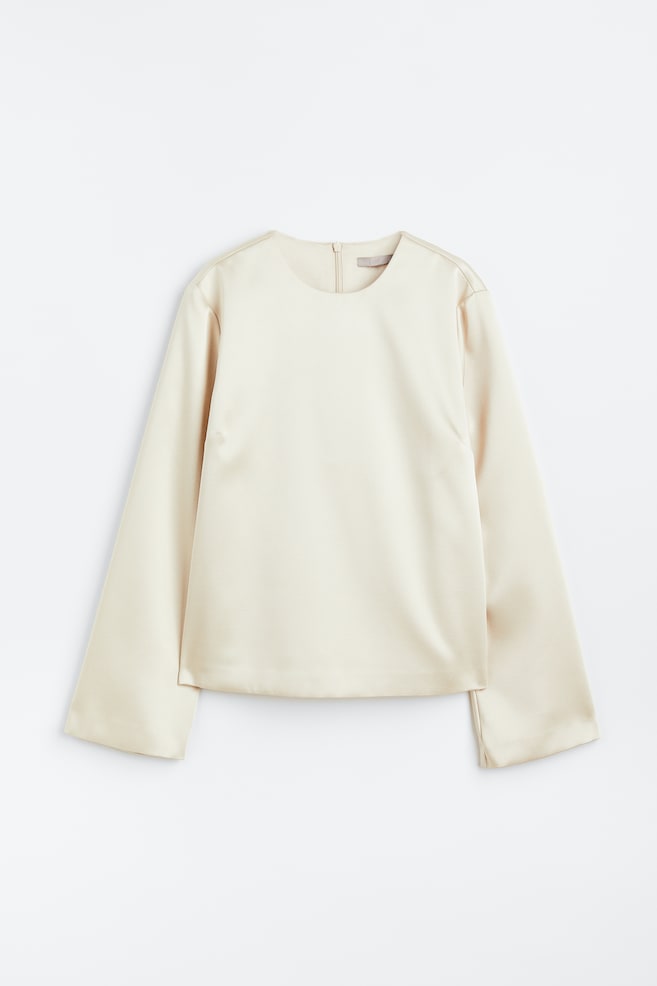 Long-sleeved blouse - Light beige/Brown/Leopard print - 2