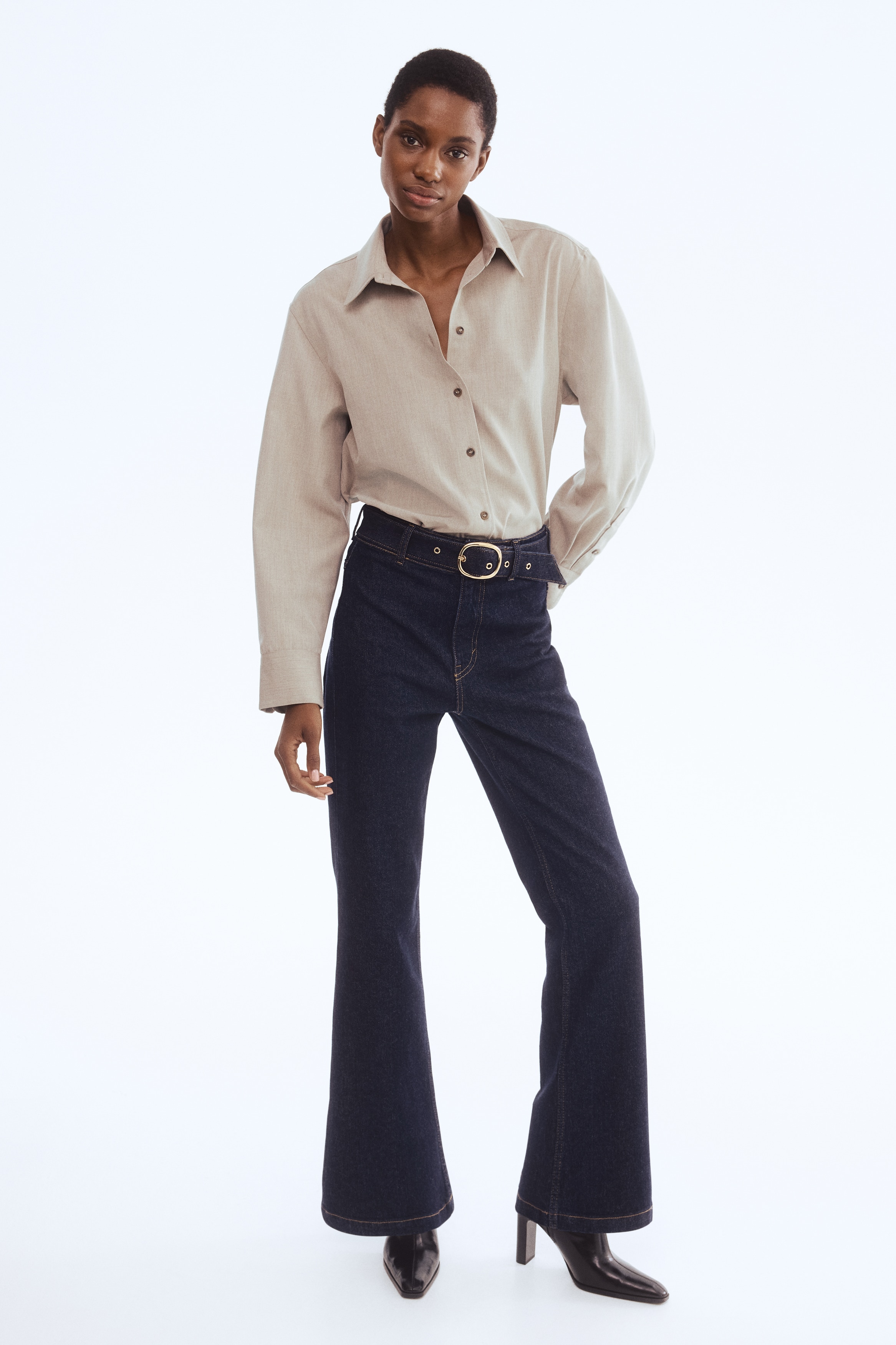 Signore - Blu denim scuro Flared High Jeans - Size: 32  - H&M