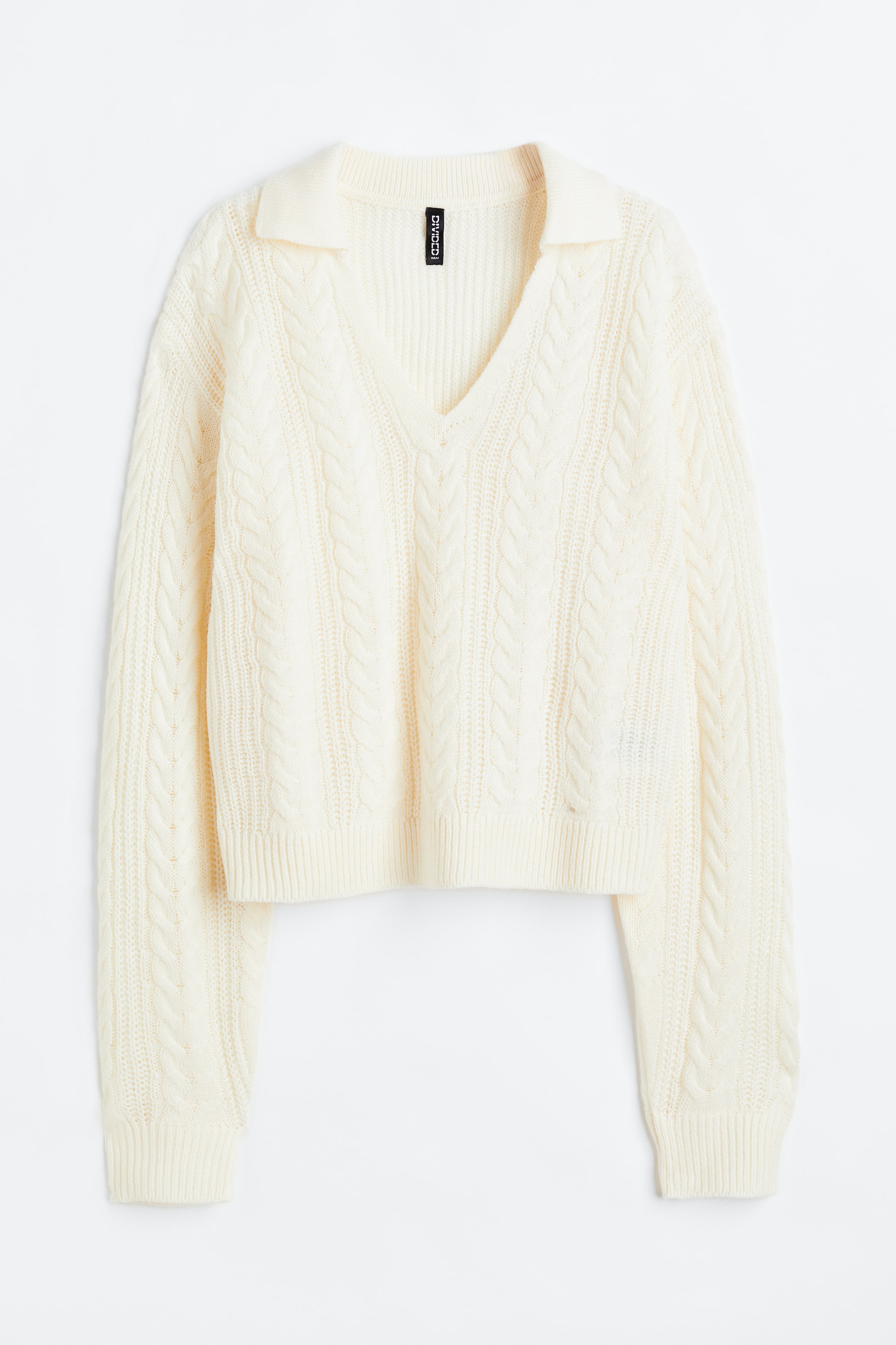 Collared Cable-knit Sweater