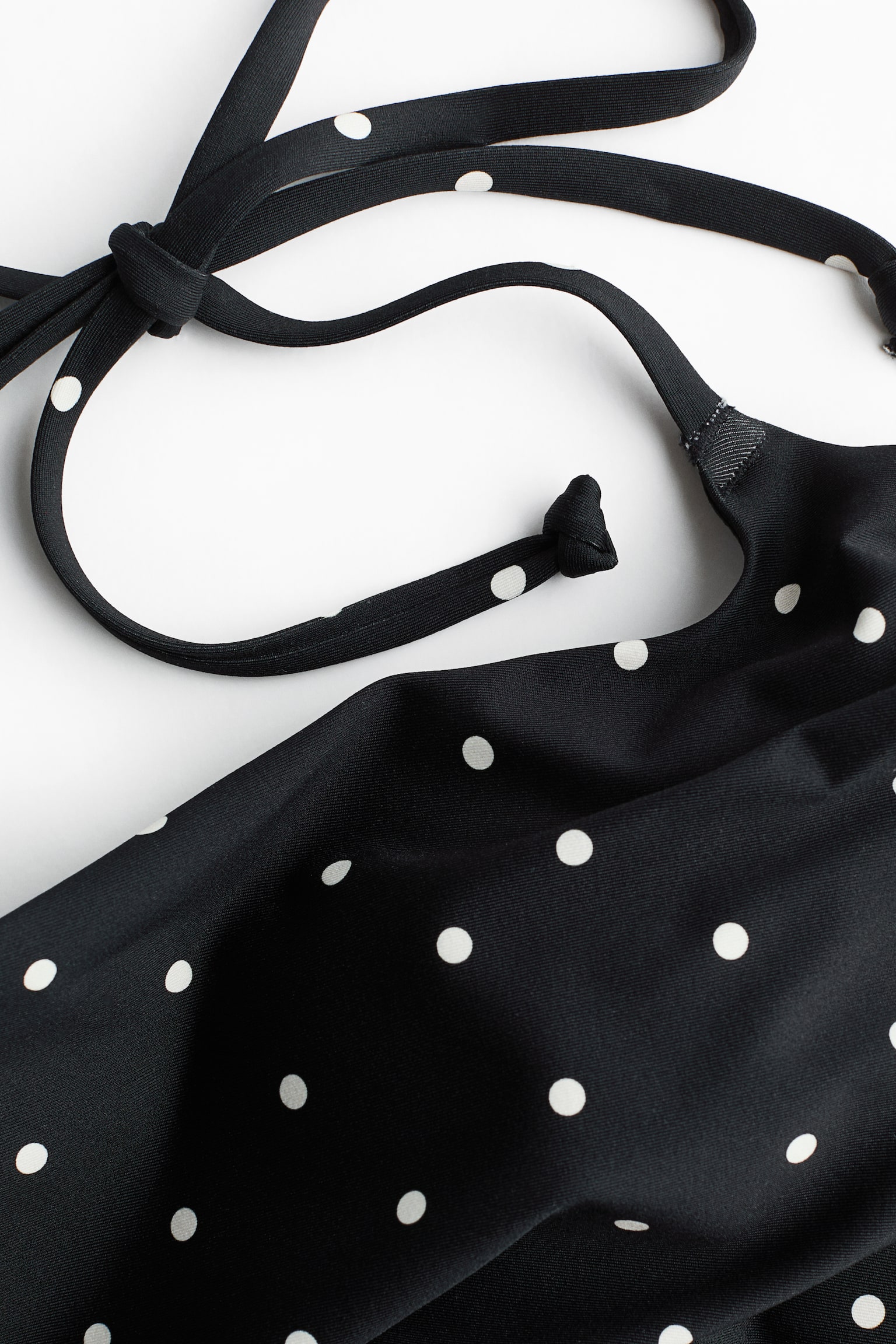 MAMA Padded-cup tie-strap swimsuit - Black/Polka dot/Dark red - 3